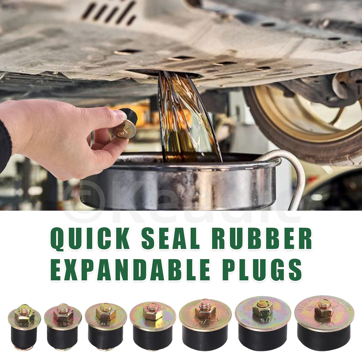 Keadic 14Pcs 7 Sizes Automotive Rubber Expansion Plug Assortment Set, 4" 7/8" 1" 1-1/8" 1-1/4" 1-3/8" 1-1/2" Expandable Freeze Plugs image number 4