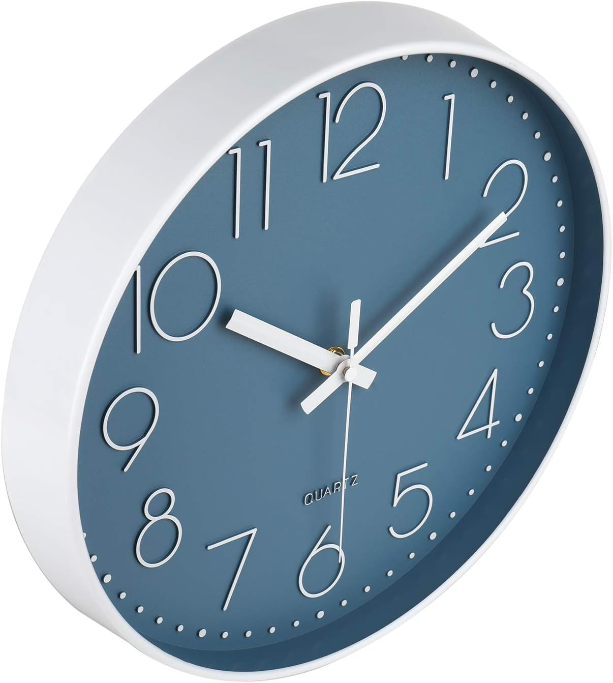 12 Inch Silent Non-Ticking Battery Operated Quality Quartz round Wall Clock Modern Decor Clock for Home Office Bedroom (Cerulean Color) image number 4