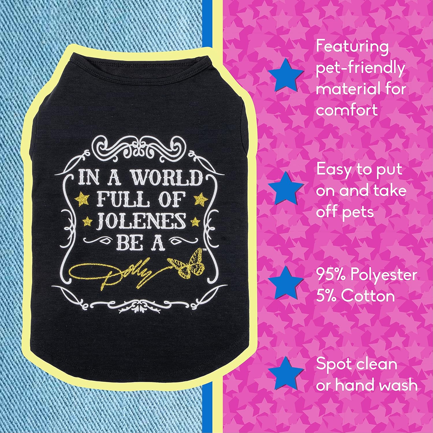 Doggy Parton in a World Full of Jolenes Be a Dolly Black Shirt for Pets - XS (22120733) image number 2
