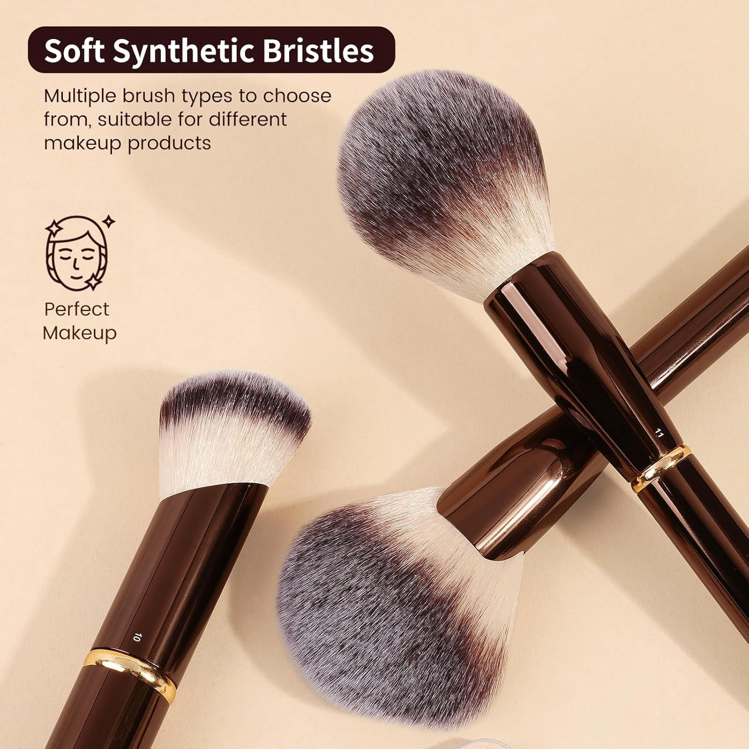 MAANGE 16 Pcs Professional Makeup Brushes, Double Sided Foundation Powder Contour Blush Set Complete Set with Pouch and Gift Box (Coffee Brown)