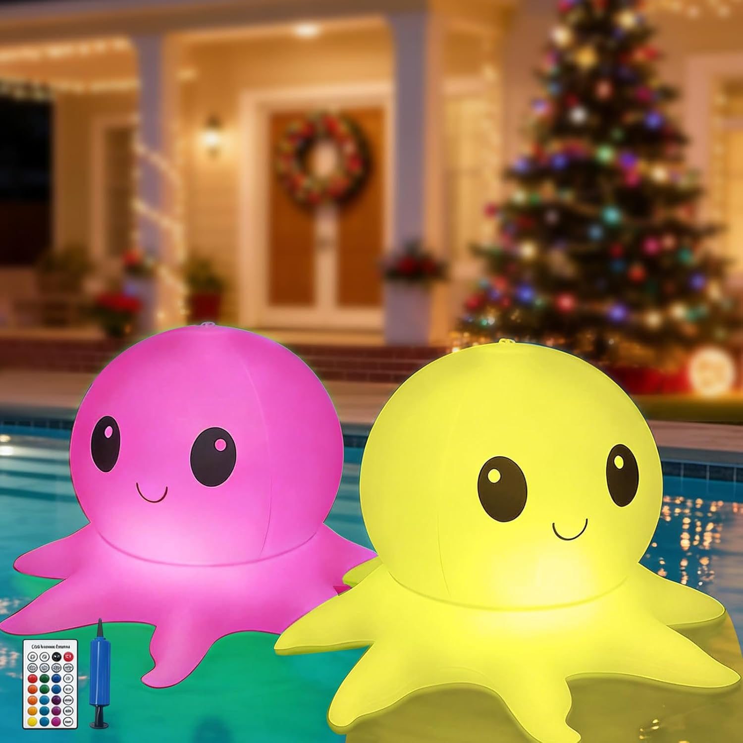 Solar Floating Pool Lights Remote Controlled, Colorful Inflatable Octopus Ball Lights, Dimmable & Timer Pool Lights, above Ground Glow Pool Balls for Party, Garden, Christmas Halloween Decor (2 Pack) image number 6