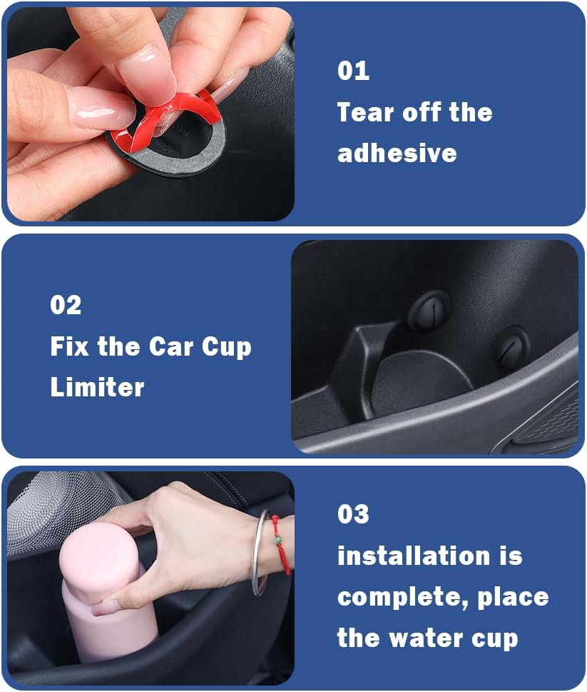 Car Cup Holder Position Limiter,Silicone anti Shake Car Coasters Bottle Stabilizers with Self-Adhesive,Universal Water Bottle Holder Limiter Car Interior Accessories (6PCS) - 3Pcs image number 7