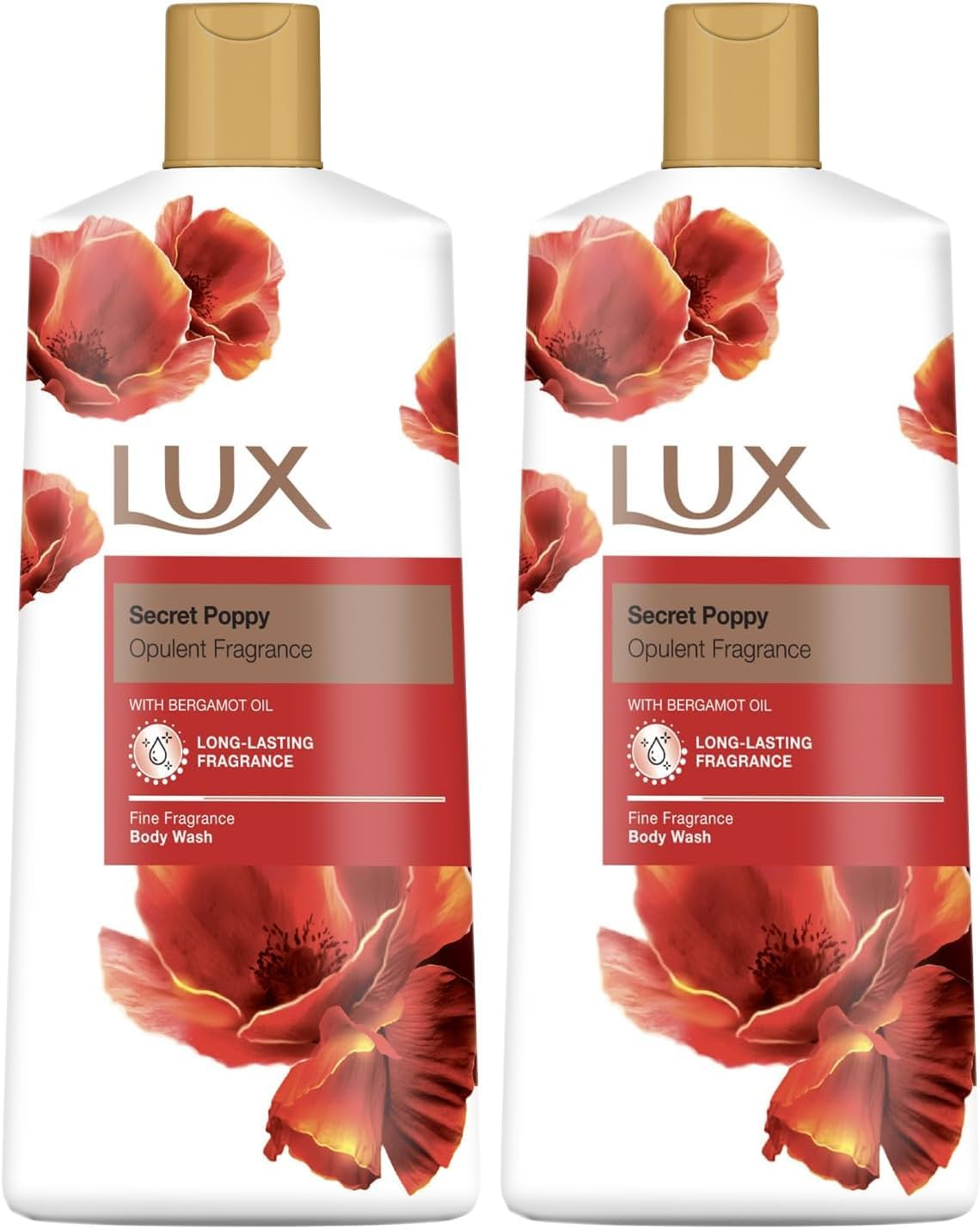Lux Secret Poppy with Bergamot Oil Body Wash 600 Ml (Pack of 2)