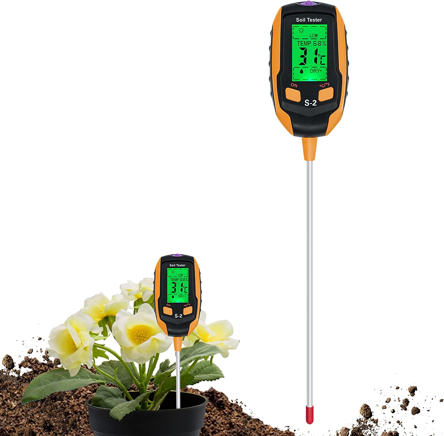 Mcbazel 5-In-1 Soil Ph Tester for Precise Gardening: Ph/Moisture/Light/Temperature and Humidity,Digital Sensor Hygrometer Soil Detector for Gardening Lawn Farming and Outdoor Plants -S2 image number 1