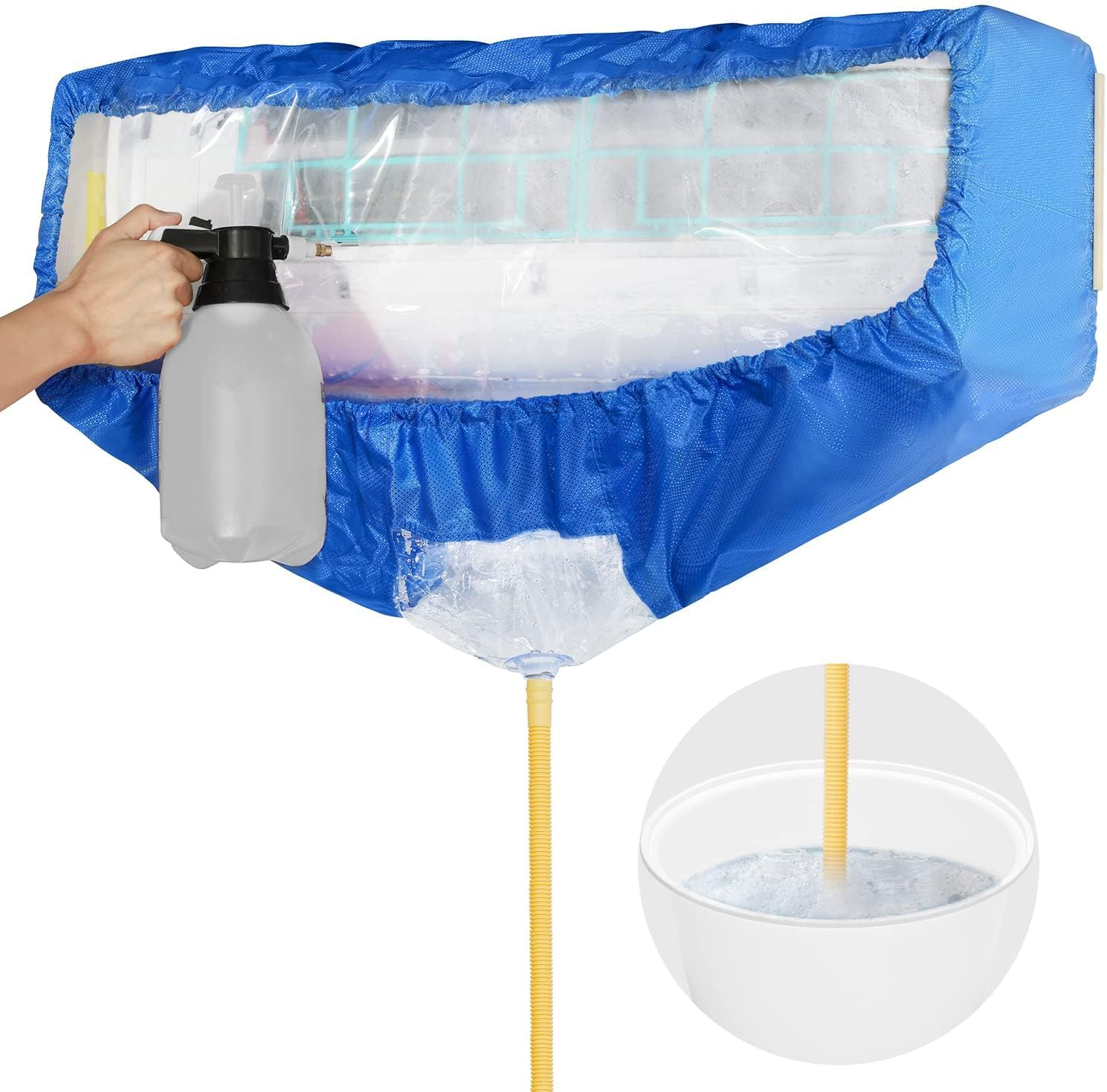 Split Air Conditioning Service Bag, Air Conditioning Cleaning Cover Bag with 10Ft Water Pipe, Wall Mounted Air Conditioning Cleaning Kit image number 4