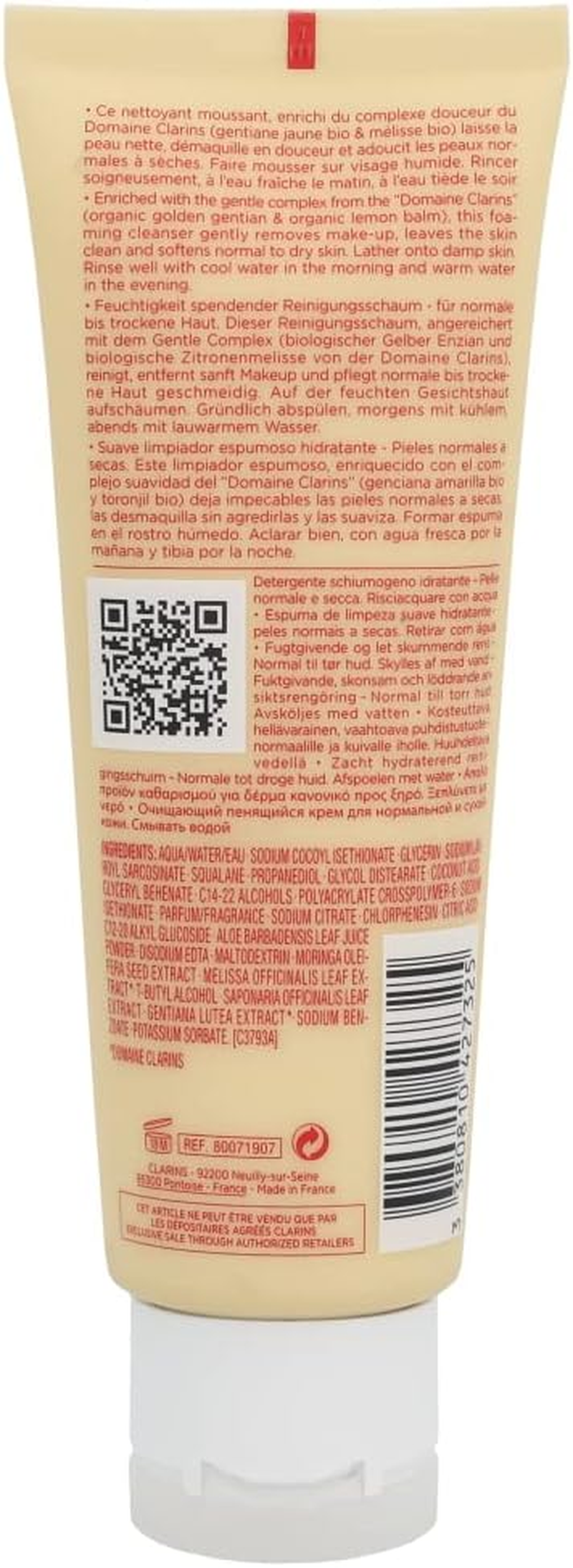 Clarins Hydrating Gentle Foaming Cleanser for Unisex 4.2 Oz Cleanser