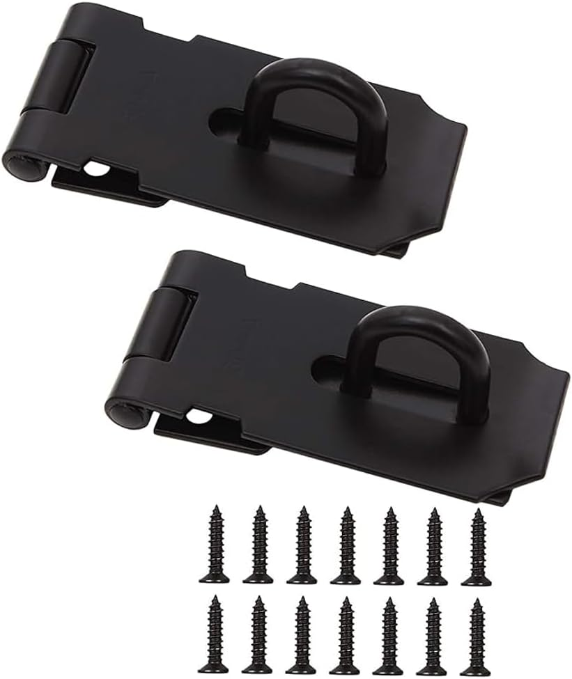 Stainless Steel Padlock Latch, 2 Pcs Door Hasp Lock for Gates, Cabinet, Drawer, Outdoor Doors, Mounting Screws Included image number 3
