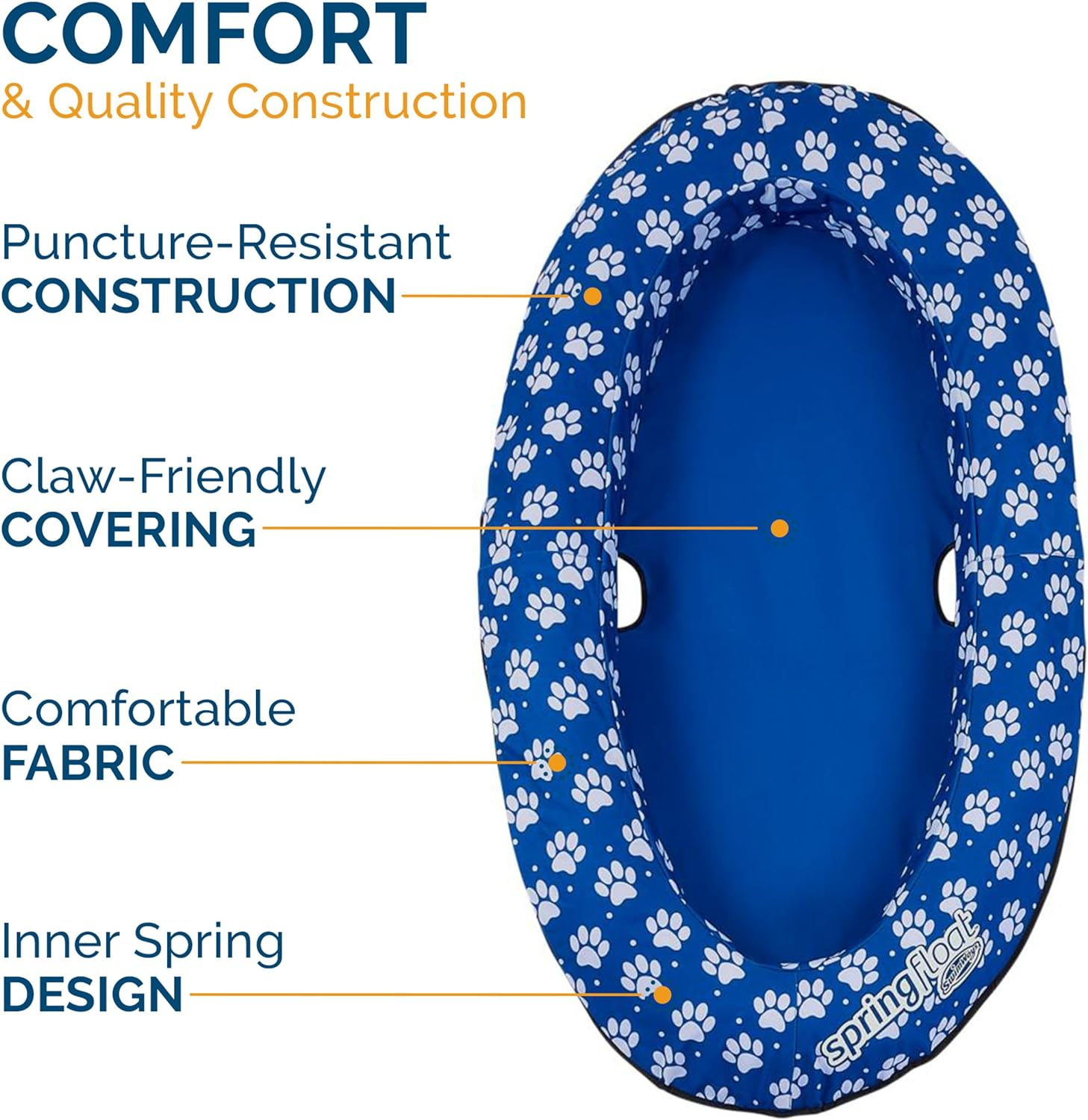 Swimways Spring Float Paddle Paws Dog Pool Float - Small (0-65 Lbs), Blue image number 2