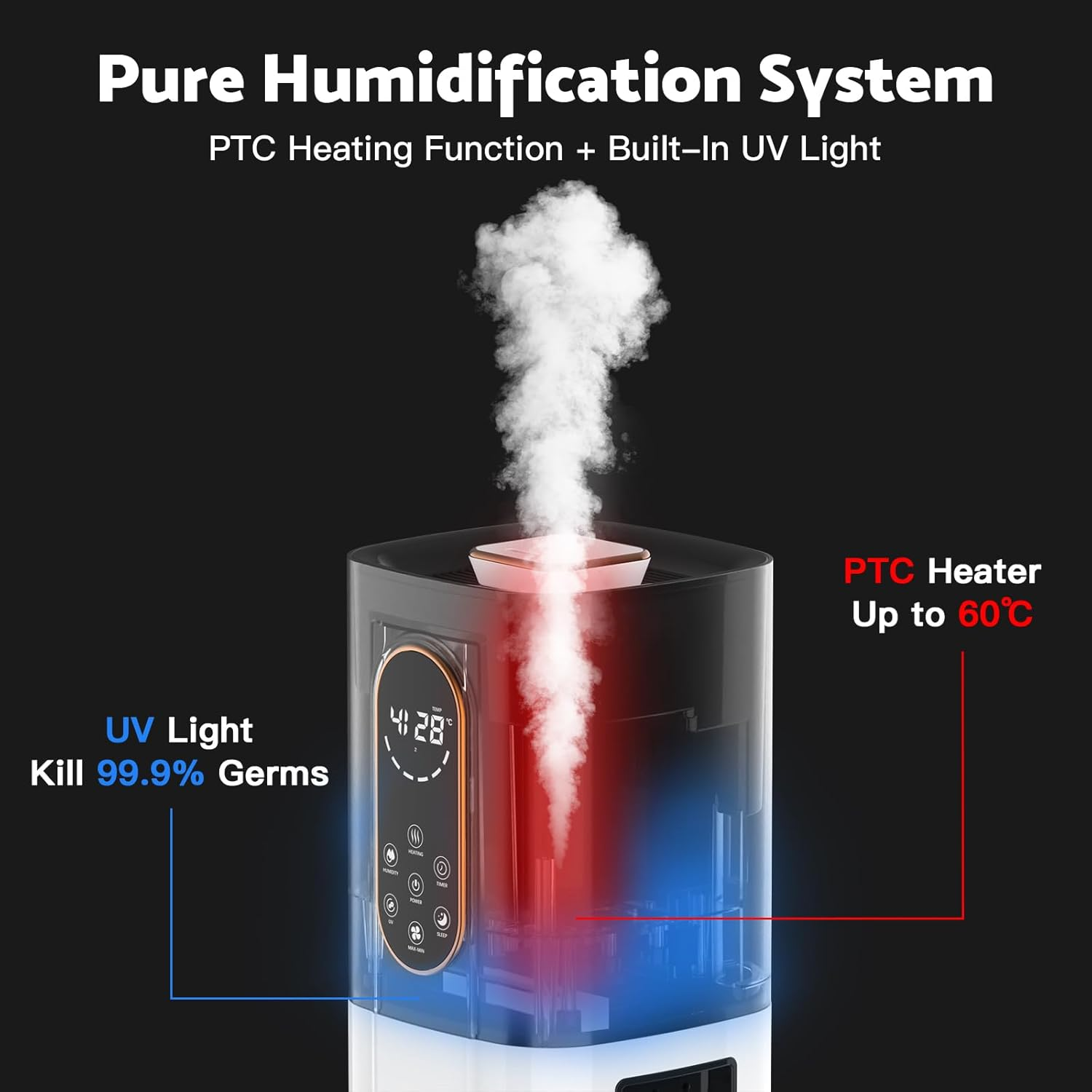Yopower Humidifier for Large Room, 10L Large Capacity Top Fill Humidifiers for Home, Cool & Warm Mist Humidifier with 360&deg;Nozzle, Indoor Vaporizer Humidifier for Baby Pets Plants image number 1