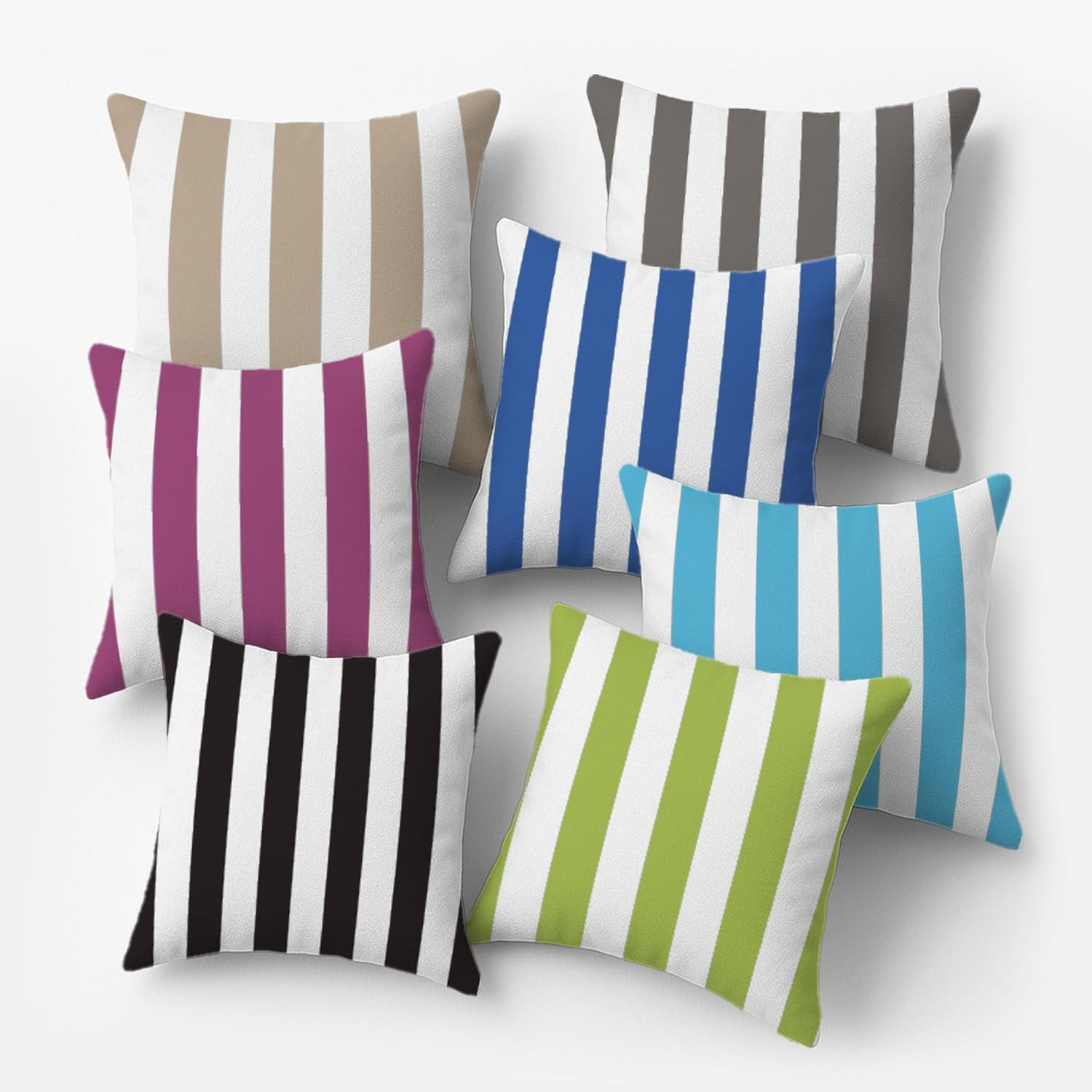 Outdoor Cushion Covers with Vertical Stripes Design (50X50 Cm, Turquoise)- Perfect for Outdoor Furniture, Couches, Throw Pillows - Durable and Stylish Pillow Cases image number 5