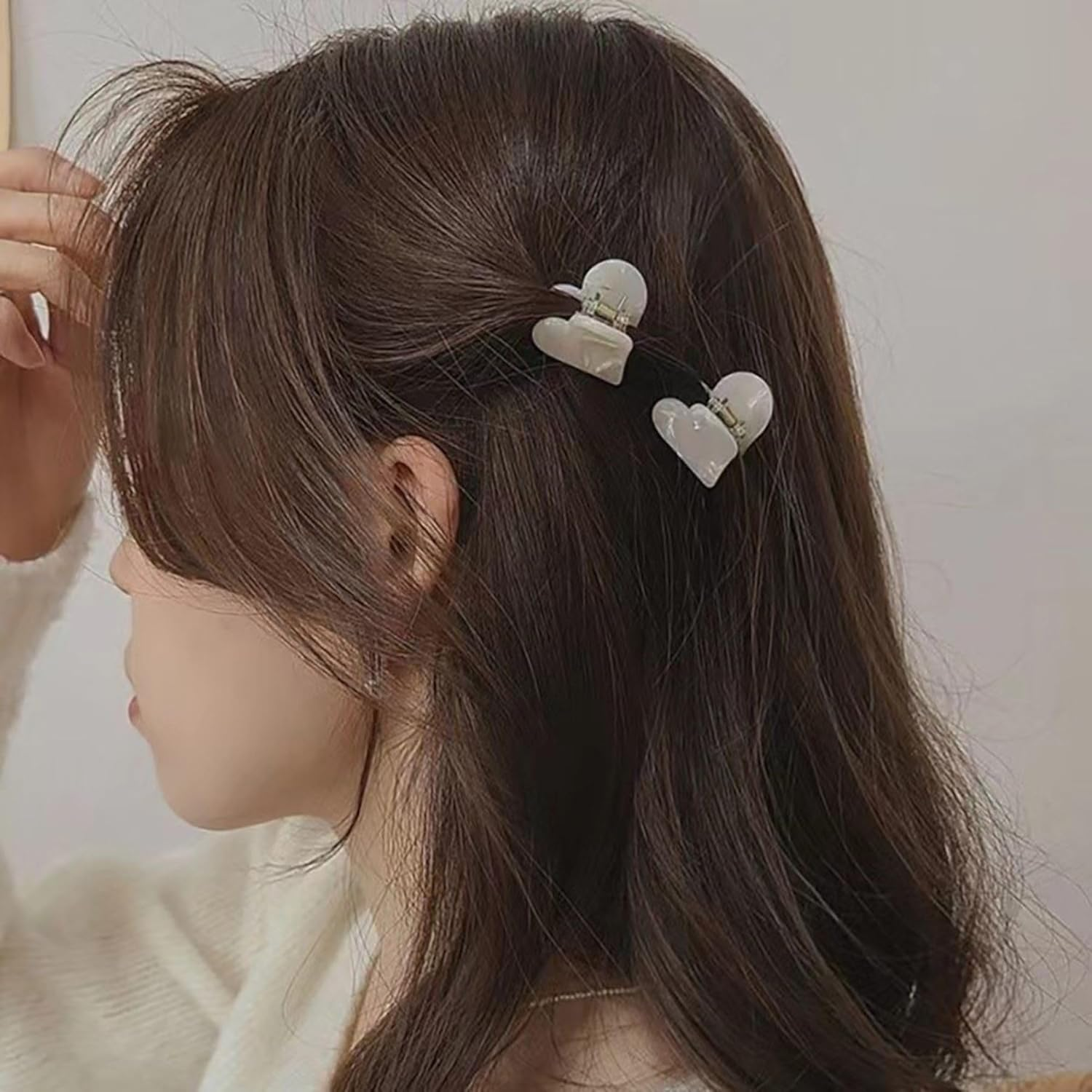 8 Pieces Small Heart Shaped Hair Clips for Women Acrylic Medium Hair Clips Tortoise Shape Ladies Hair Clips with Strong Grip and Non-Slip Surface image number 2