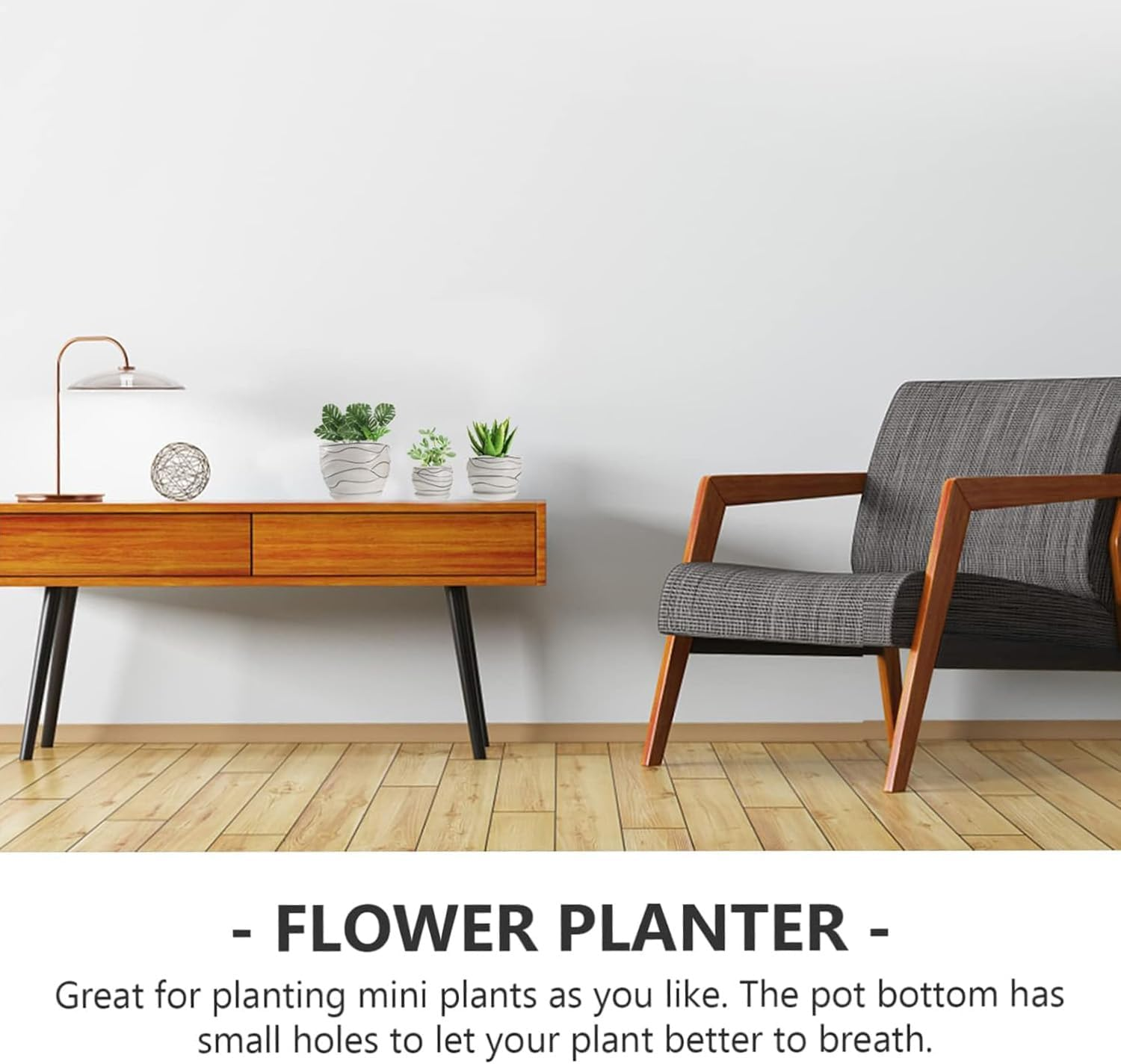 3-Piece Set. Large, Medium, and Small. Ceramic Striped Flower Pots. Home Plant Decoration. Elegant Ceramic Flower Pots. image number 6