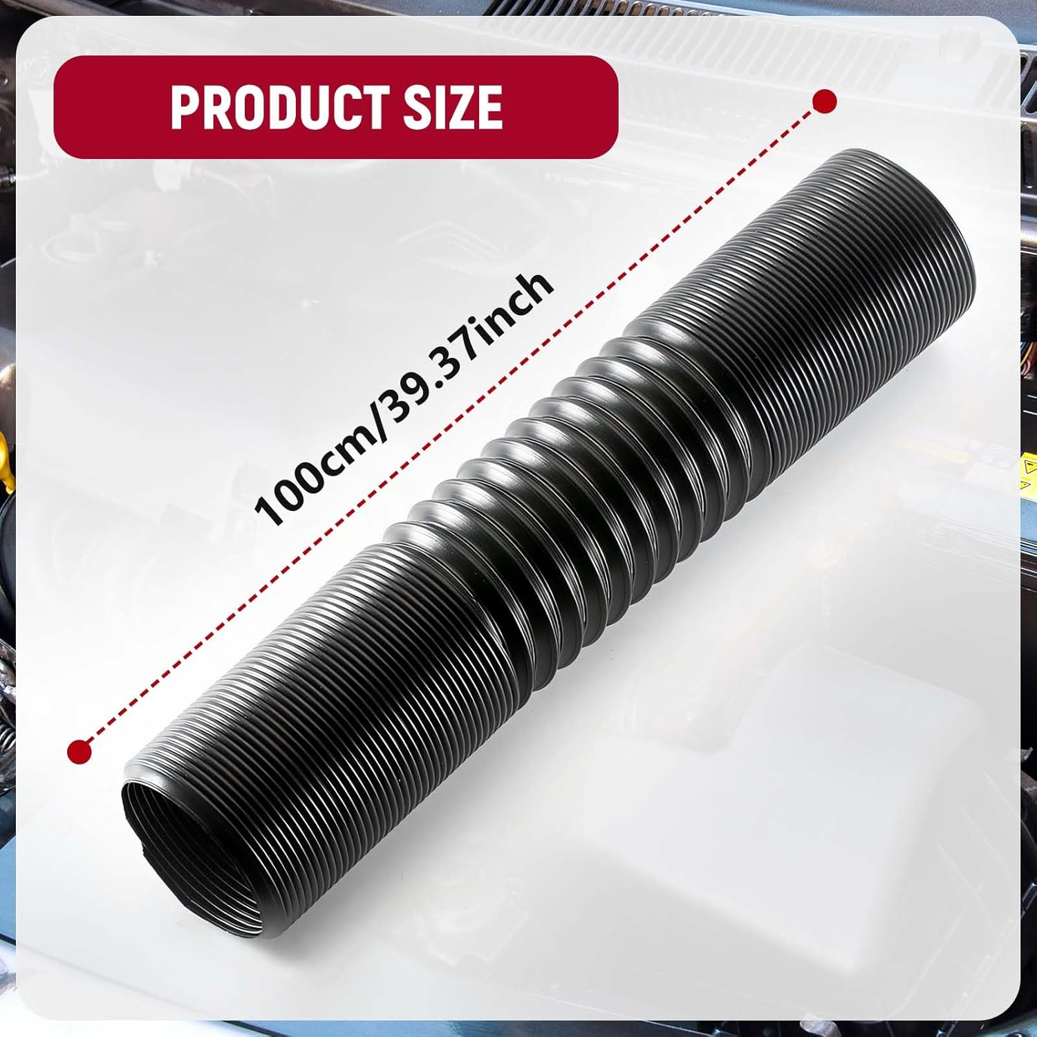 Magideal Car Flexible Air Intake Hose Pipe Universal Car Parts, Air Intake System Cold Air Ducting Feed Hose, Flexible Expansion Pipe for Vehicles, Black 50Mm Diameter image number 3