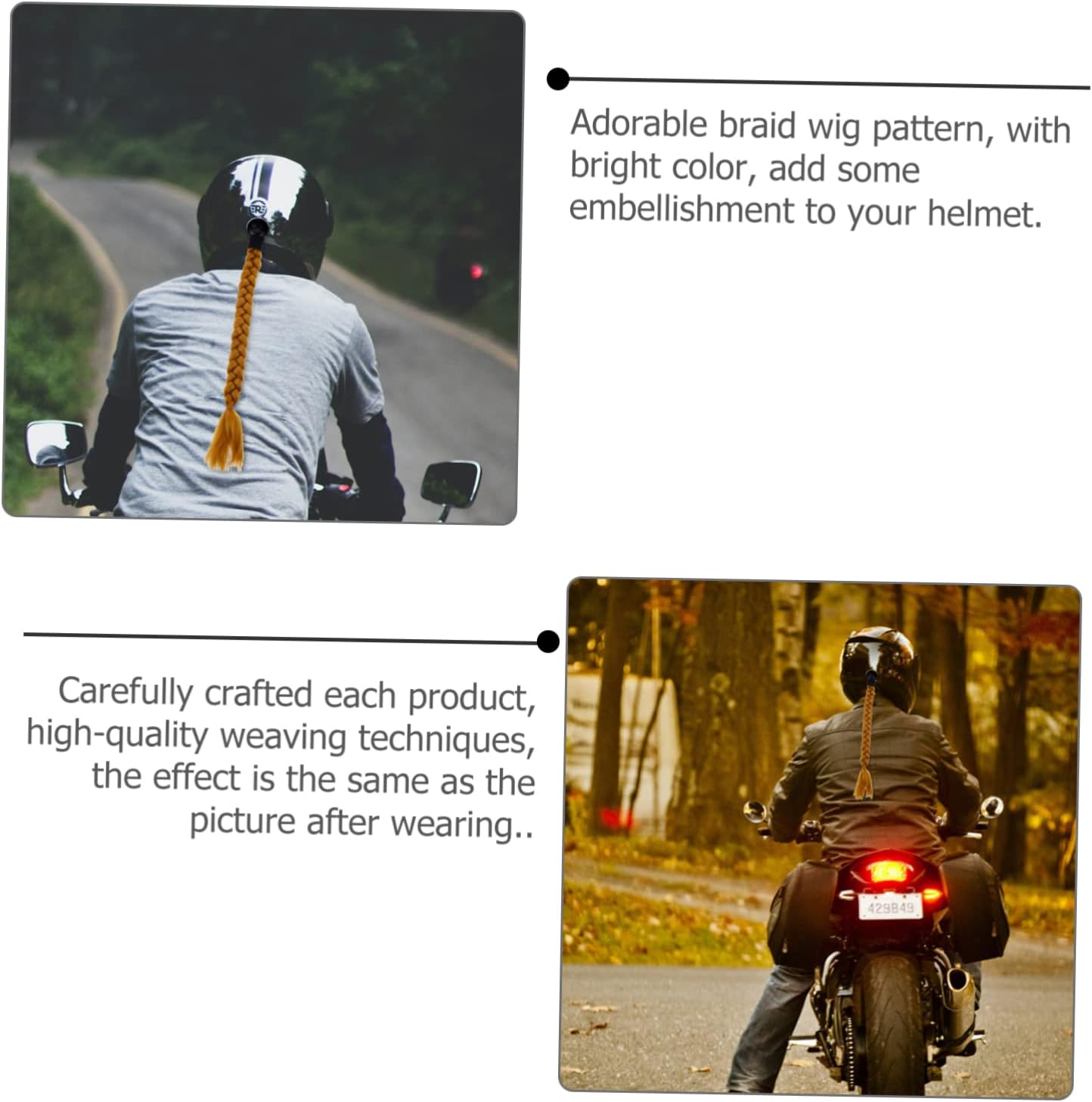 Ifundom Helmet Braid Decoration for Motorcycle Detachable Ponytails Ornament Stylish Braids for Helmet Accessory image number 2