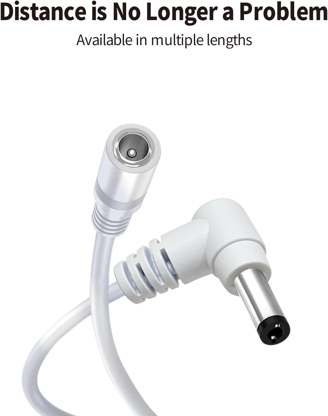 Tonton DC Power Extension Cable 2M 6.6FT 5.5Mm X 2.1Mm 90 Degree Right Angle Female to DC Male Power Adapter Cord for CCTV Security Camera Surveillance LED Strip DVR Router Guitar Effect Pedal (White) image number 4