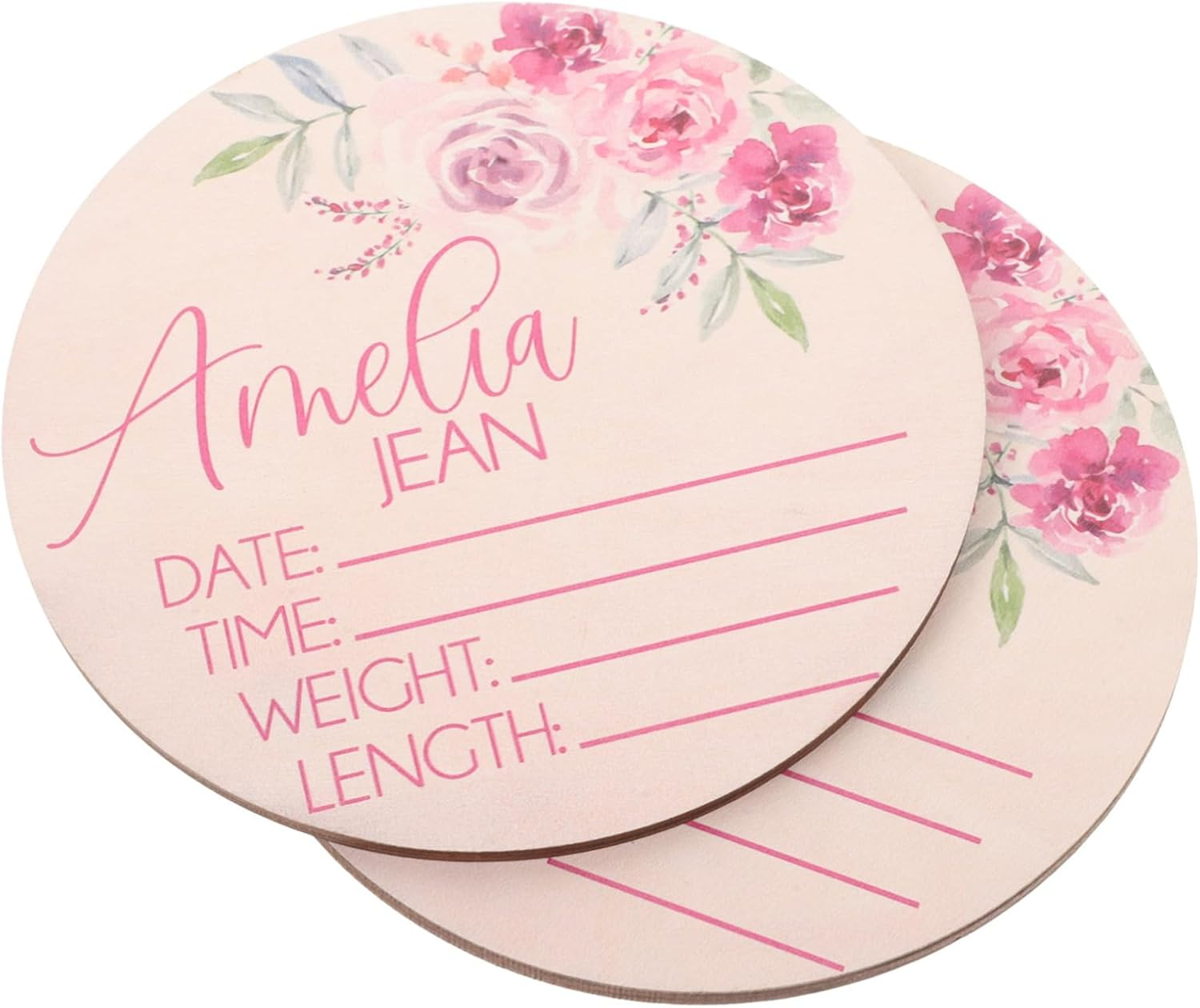 2Pcs Wooden Name Announcement Sign Newborn Birth Name Sign for Nursery Decor for Boy Born image number 3