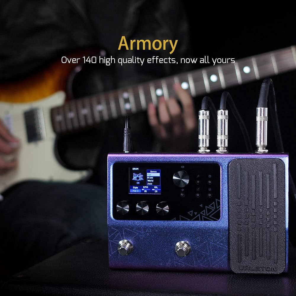 Valeton GP-100 Guitar Bass Amp Modeling IR Cabinets Simulation Multi Language Multi-Effects with Expression Pedal Stereo OTG USB Audio Interface (Violet) - Violet image number 5