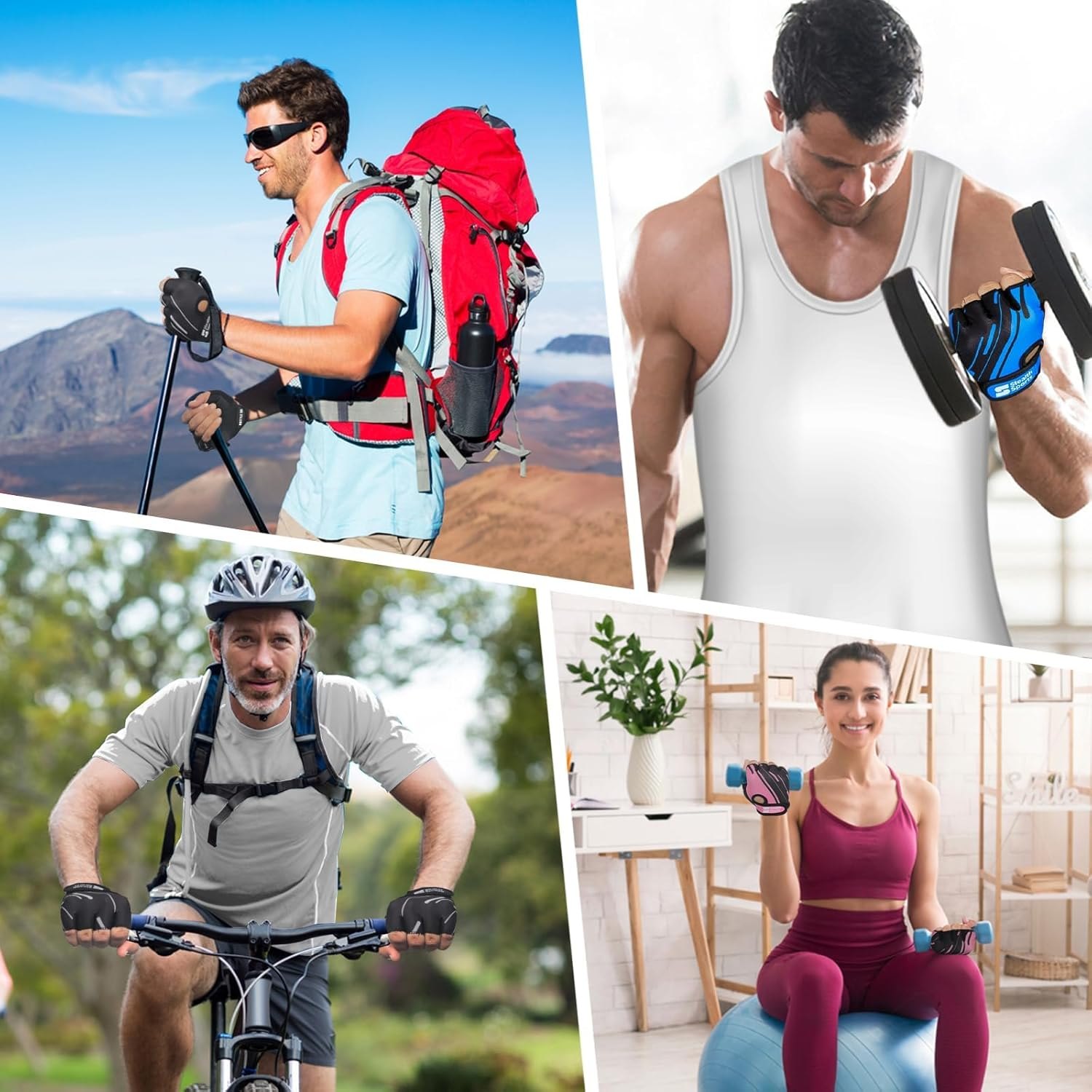 Stealth Sports Weight Lifting Gloves Half Finger Workout Gloves Men Women Anti-Slip Padded Palm Gym Gloves Exercise Gloves Cycling Fitness Weightlifting Strength Training image number 4