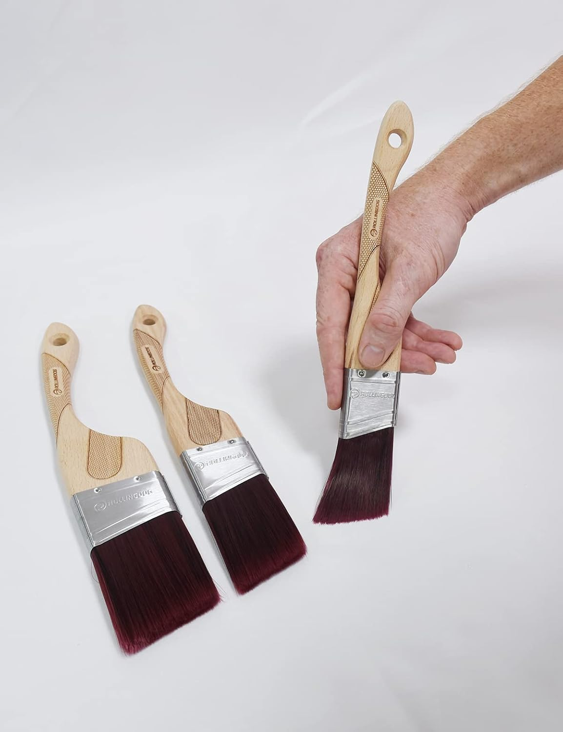 ROLLINGDOG Angled Paint Brush - Trim Brush with Ergonomic Wood Handle for Wall, Furniture, Cutting in Painting,3Pc(1.5",2",2.5") image number 2