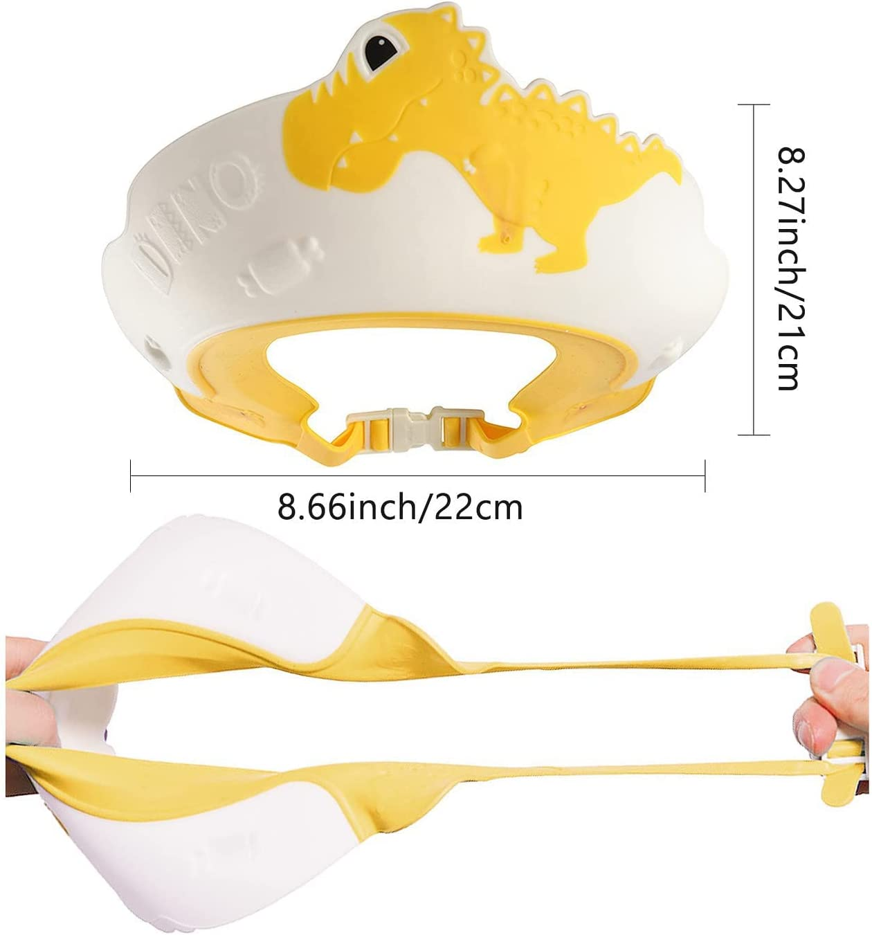 FUNUPUP 2 Pack Baby Shower Cap, Kids Shampoo Shower Bath Cap Adjustable Hair Washing Shampoo Shield Baby Visor for Eyes and Ears Protector (Dinosaur)