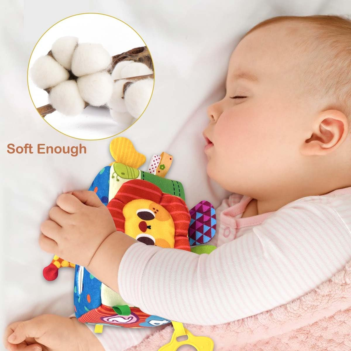 Baby Tissue Box, Infant Montessori Sensory Toy with Soft Crinkle Papers ＆ Silk Scarves, Textured Tissues Box with Mirror Toddlers Early Educational Learning Travel Toys for 6+ Months image number 5