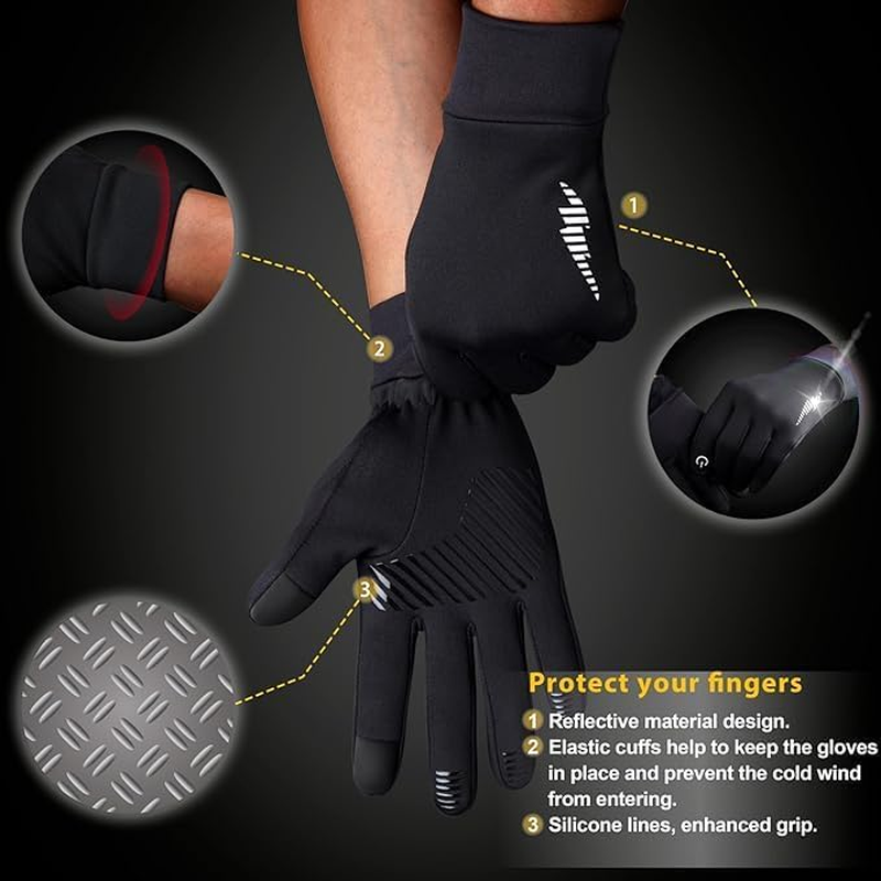Winter Running Gloves, Unisex Touchscreen Anti-Slip Elastic Gloves, Lightweight Warm Windproof for Cycling, Driving, Camping, Hiking image number 1
