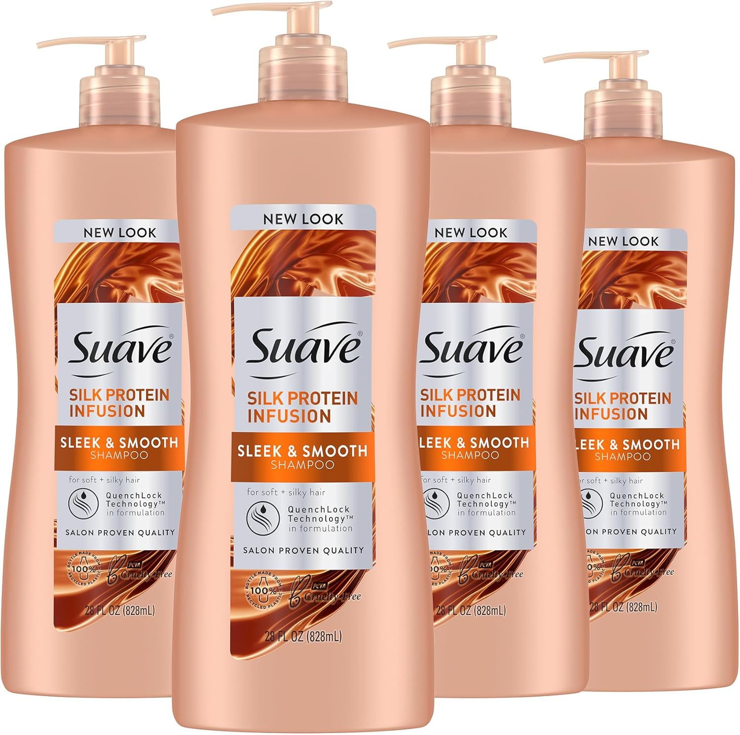 Suave Silk Protein Infusion Shampoo, Sleek and Smooth, for Soft Hair and Frizz Control, 28 Oz Pack of 4 image number 5