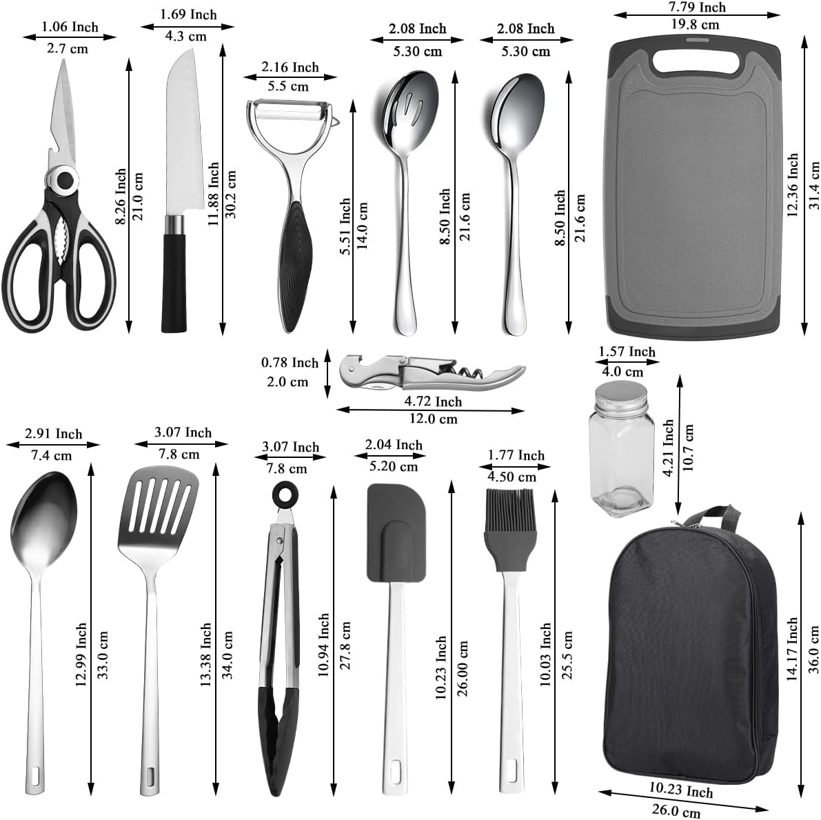 Kyraton Camping Cooking Set 15 Pack, Camping Cookware, Camping Essentials, Portable Camping Kitchen Utensil Set, Ldeal for Backpacking, Barbecuing, Camping and Hiking Trips. image number 6