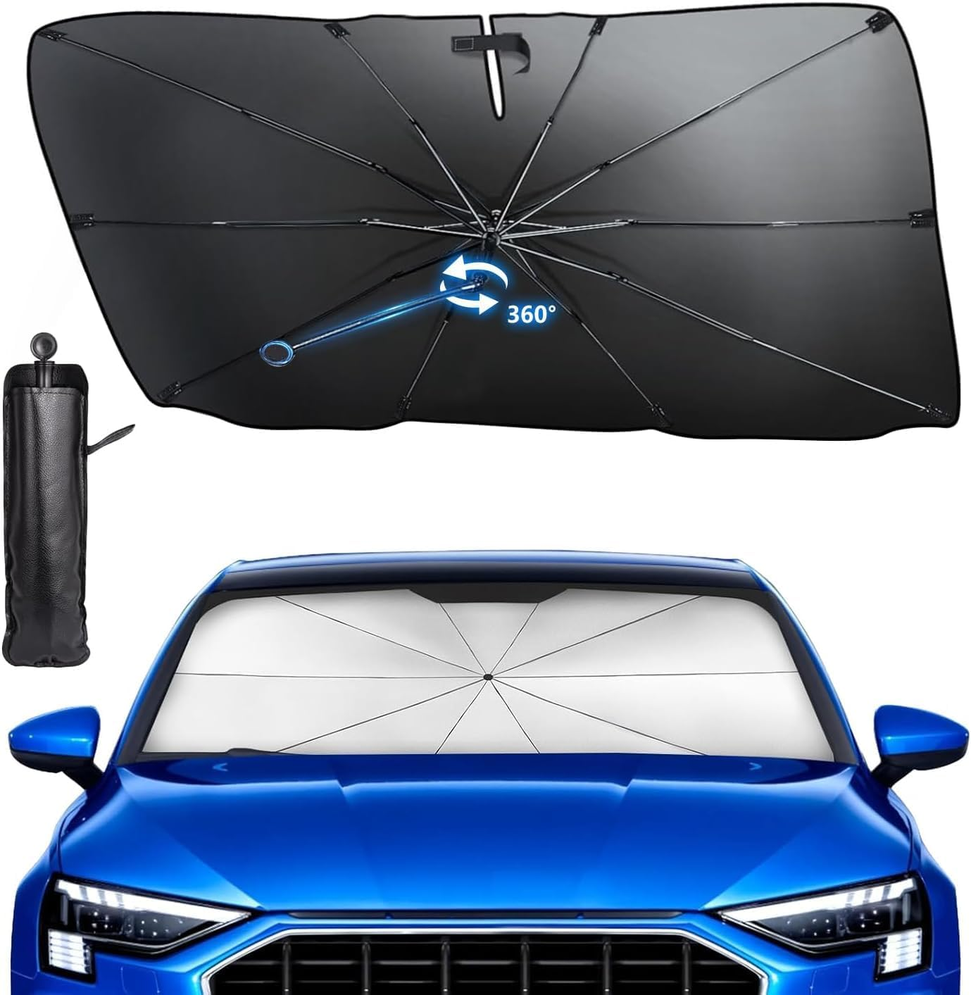 Car Windshield Sunshade Umbrella - Foldable Car Windshield Sun Shade Cover, 5 Layers UV Block Coating, Front Window Heat Insulation Protection, for Auto Sedan, SUV Wind Shield (132&times;72Cm) image number 5