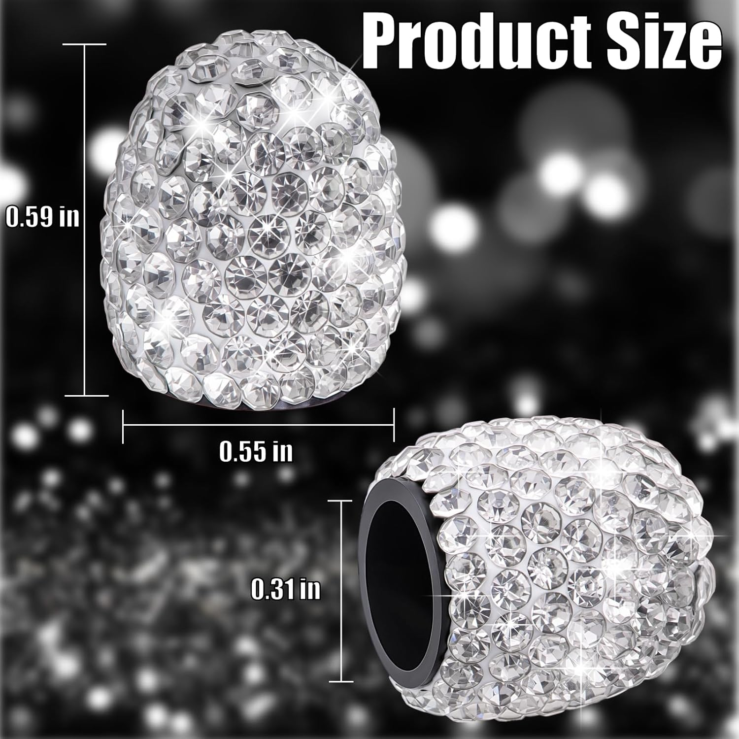 MEAJOO 4PCS Bling Crystal Diamond Tire Stem Valve Caps, Dustproof Car Wheel Tire Valve Caps Universal Tire Valve Stem Covers for Cars, SUV, Trucks, Bikes, Motorcycles, Bicycles (White)