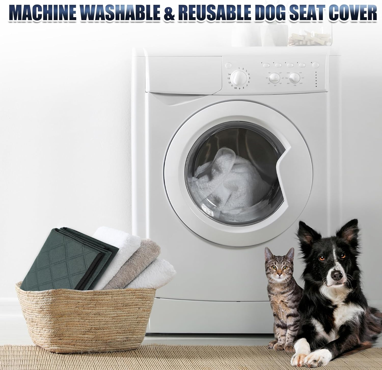 X AUTOHAUX 2 Pcs Dog Seat Cover Reuse Car Seat Cover for Dogs Reuse and Nonslip Pet Car Seat Cover XS 30X30Cm Blue Gray Fits Most Cars Suvs and Small Trucks