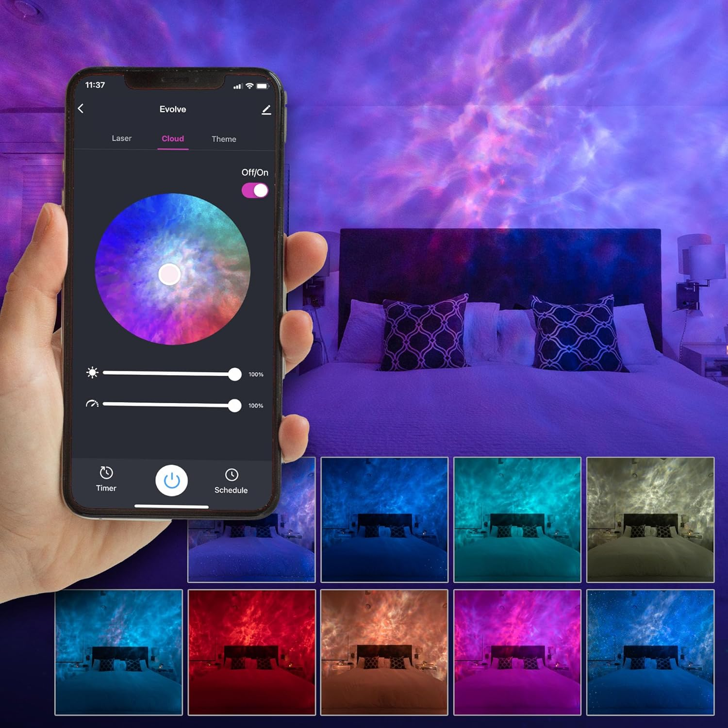 Blisslights Sky Lite Evolve - Galaxy Projector, LED Nebula Lighting, Wifi App, for Meditation, Relaxation, Gaming Room, Home Theater, and Bedroom Night Light Gift (Nebula Cloud Only) image number 4