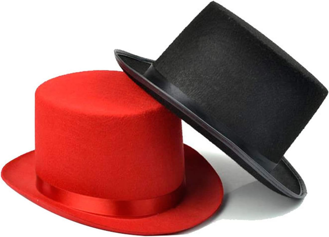 Oxtxuzdm Top Hat for Adult/Children Cylinder Magician Party Costume Fedora for Carnival Rave Party Womens Felt Hats with Brim Mens with Brim for Women Large Heads Solid Color Hat Floppy for Women - Black Children image number 2