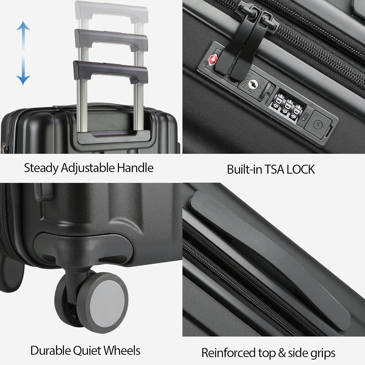 KROSER Carry on Luggage with Spinner Wheels & Built-In TSA Lock, Durable Suitcase Rolling Luggage, Black, Medium - Black image number 2