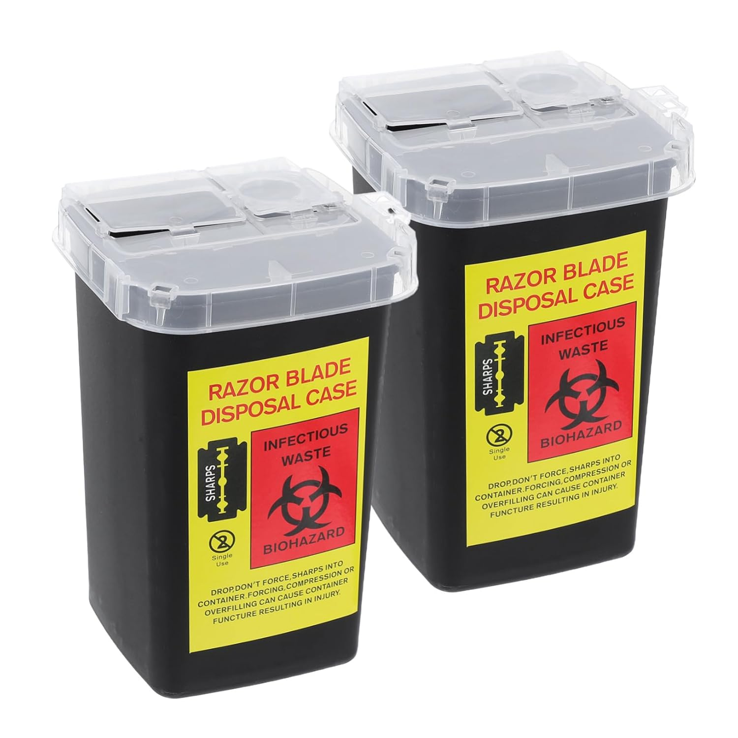 MUCKLILY 2Pcs Blades Storage Boxes for Razor Double-Edged Razor Blade Disposal Case Barbershop Supplies Sharps Container image number 1