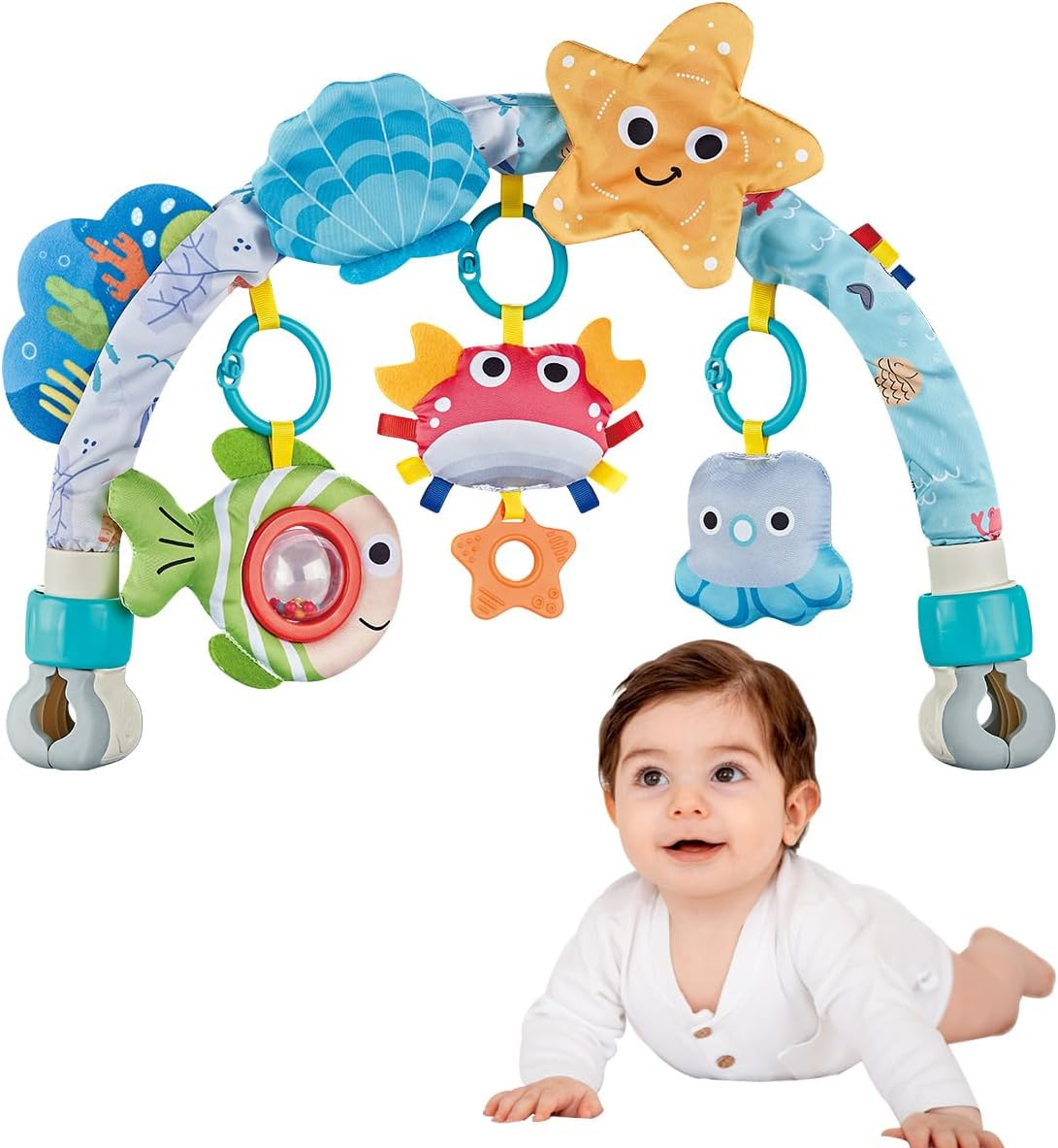 Baby Arch Activity Toy for Infant ＆ Toddlers, Fits Stroller, Car Seat and Bassinest, Baby Adjustable Crib Hanging Toy with Rattles, Stimulates Baby'S Senses and Motor Skills Development image number 6