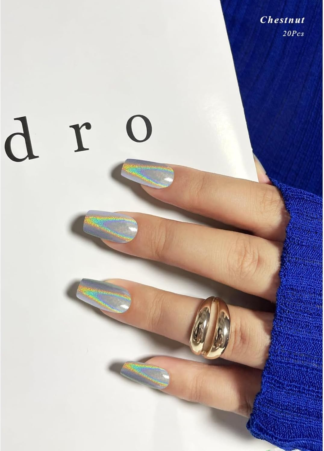 Semi Cured Gel Nail Strips (Baby Blue), 20 Pcs Gel Nail Wraps, Stickers, UV Light Required, Salon Quality, Long Lasting (Pink Nude Cat Eye) image number 1