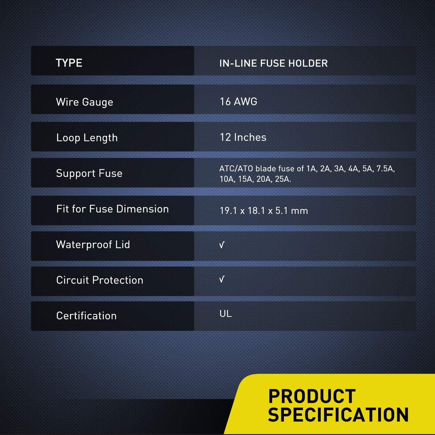 Nilight GA0004 5Pack 12AWG Inline Wiring Harness 12 Gauge ATC/ATO Automotive Holder with 30A Fuse Blade Standard Plug Socket-5 Pack image number 1
