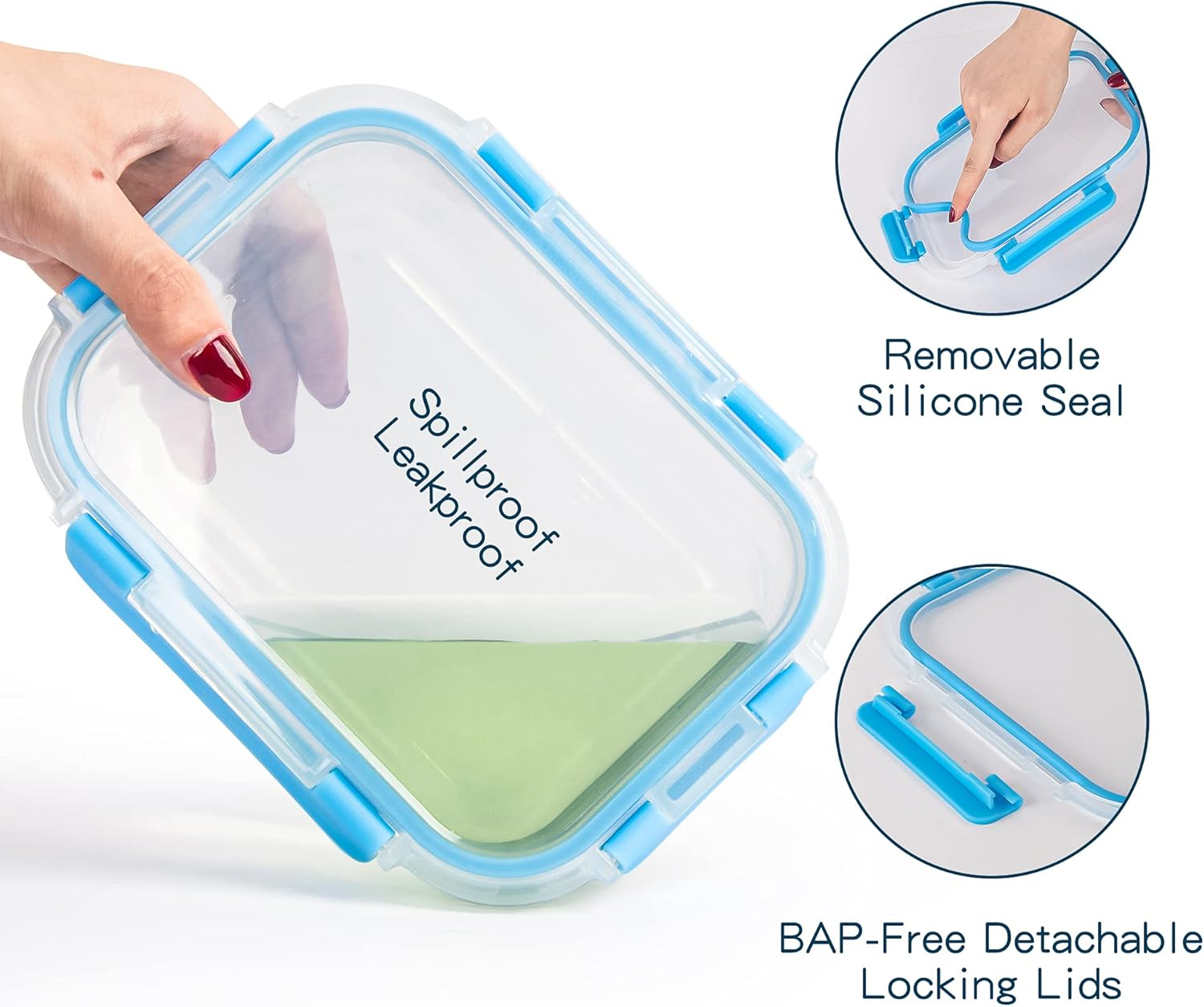 10 Pack Glass Food Storage Containers with Lids Airtight Glass Meal Prep Containers, Stackable & Leak-Proof