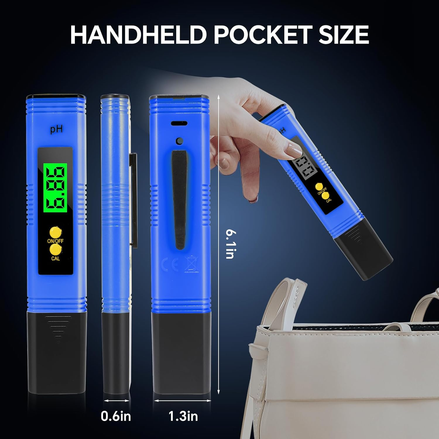 Digital Ph Meter, PH Meter for Water Hydroponics Digital PH Tester Pen 0.01 High Accuracy Pocket Size with 0-14 PH Measurement Range for Household Drinking, Pool and Aquarium image number 2