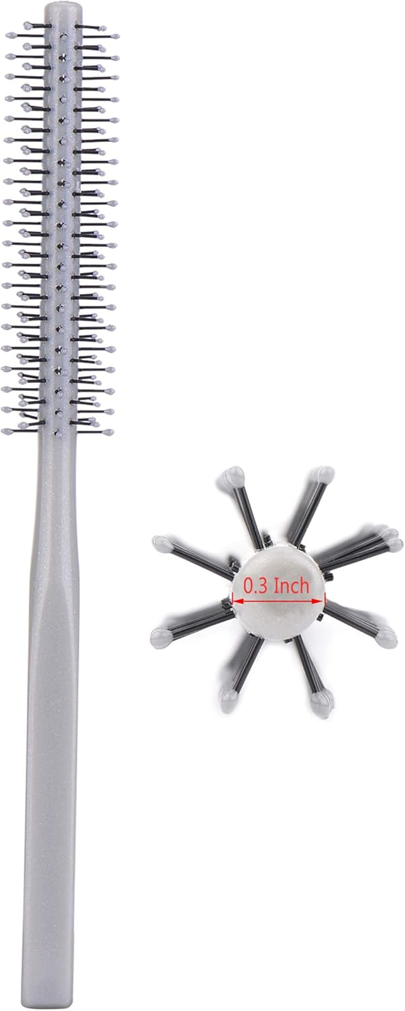 Small Mini Plastic round Hair Styling Brush with Nylon Bristle for Short Hair Blow Drying, 1 Inch Diameter Barrel