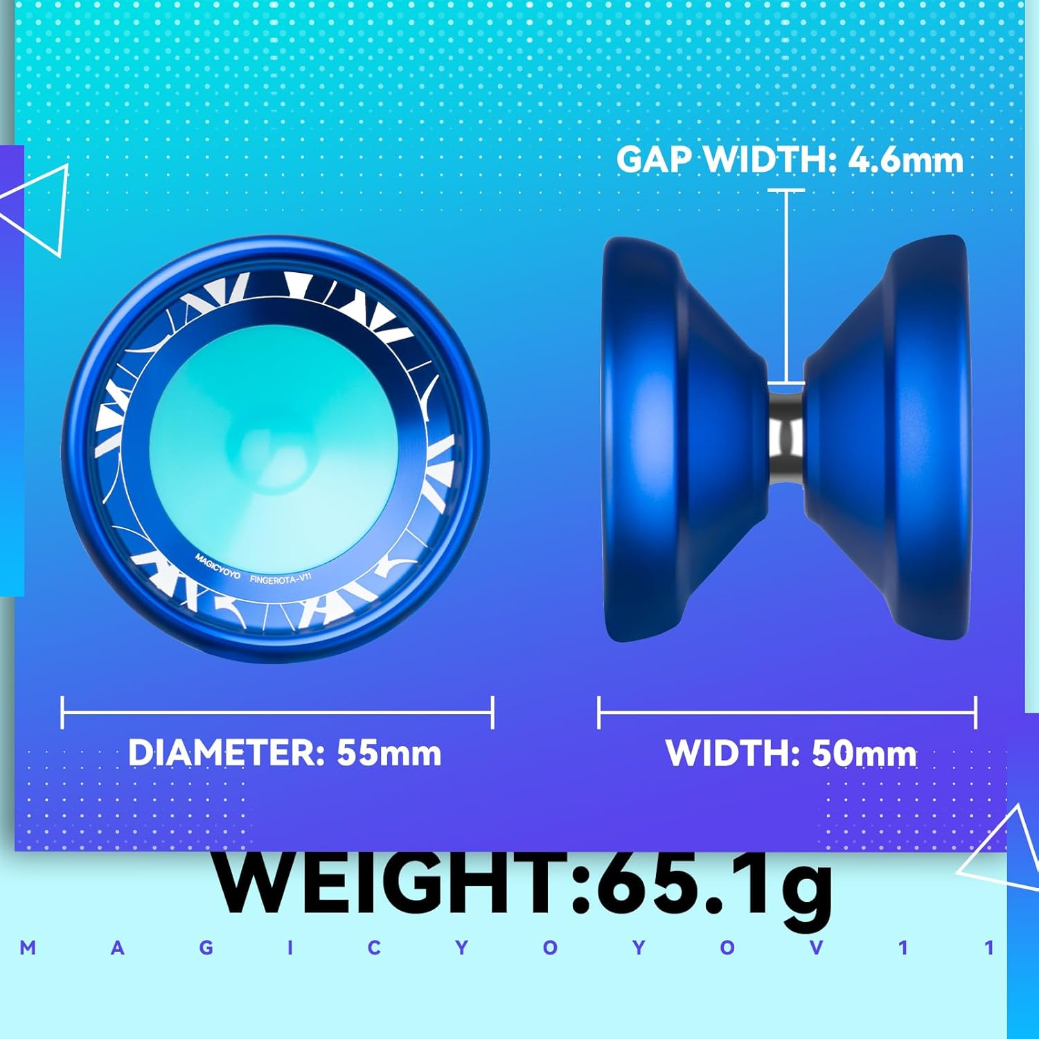 MAGICYOYO V11 Finger Spin Professional Unresponsive Yoyo for Intermediate Advanced & Extra Responsive Bearing for Beginners - Dual Purpose Trick + Glove + 12 Strings + Storage Case - Blue image number 6