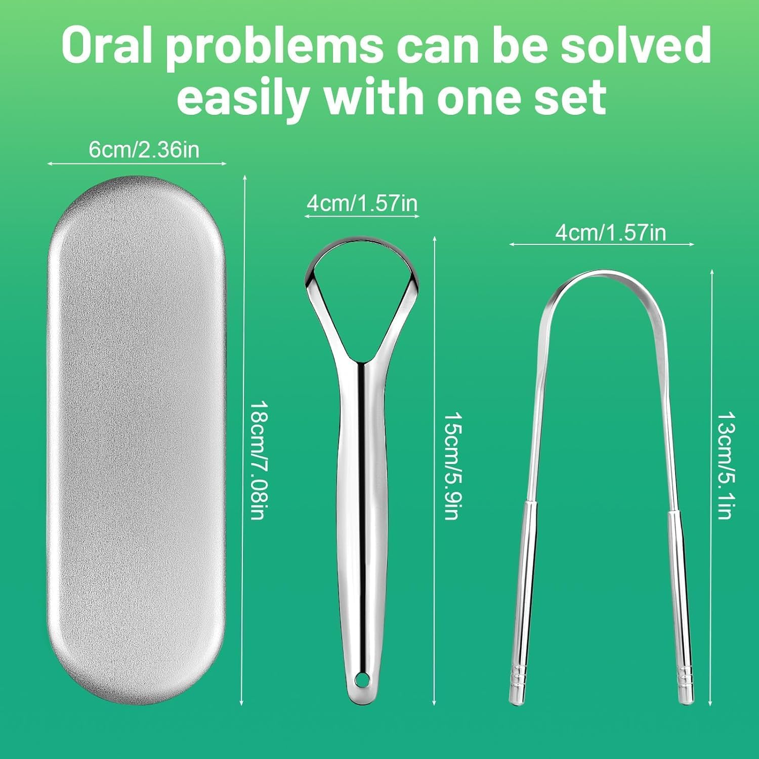 Stainless Steel Metal Tongue Scraper - Tongue Scraper for Adults, Professional Tongue Brush for Oral Care, Improve Bad Breath and Fresh Breath, with Metal Storage Box - 2 Pack image number 6
