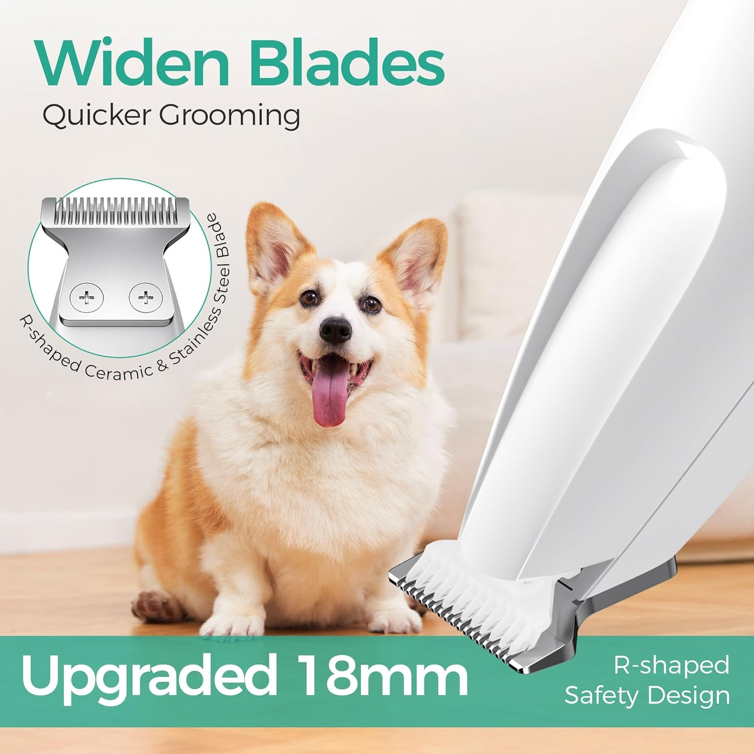 Barberboss Pet Hair Trimmer, Dog and Cat Grooming Scissors with LED Indicator, Low Noise Wireless Paw Cutter, USB Rechargeable Pet Detail Cutter for Face, QR-9001