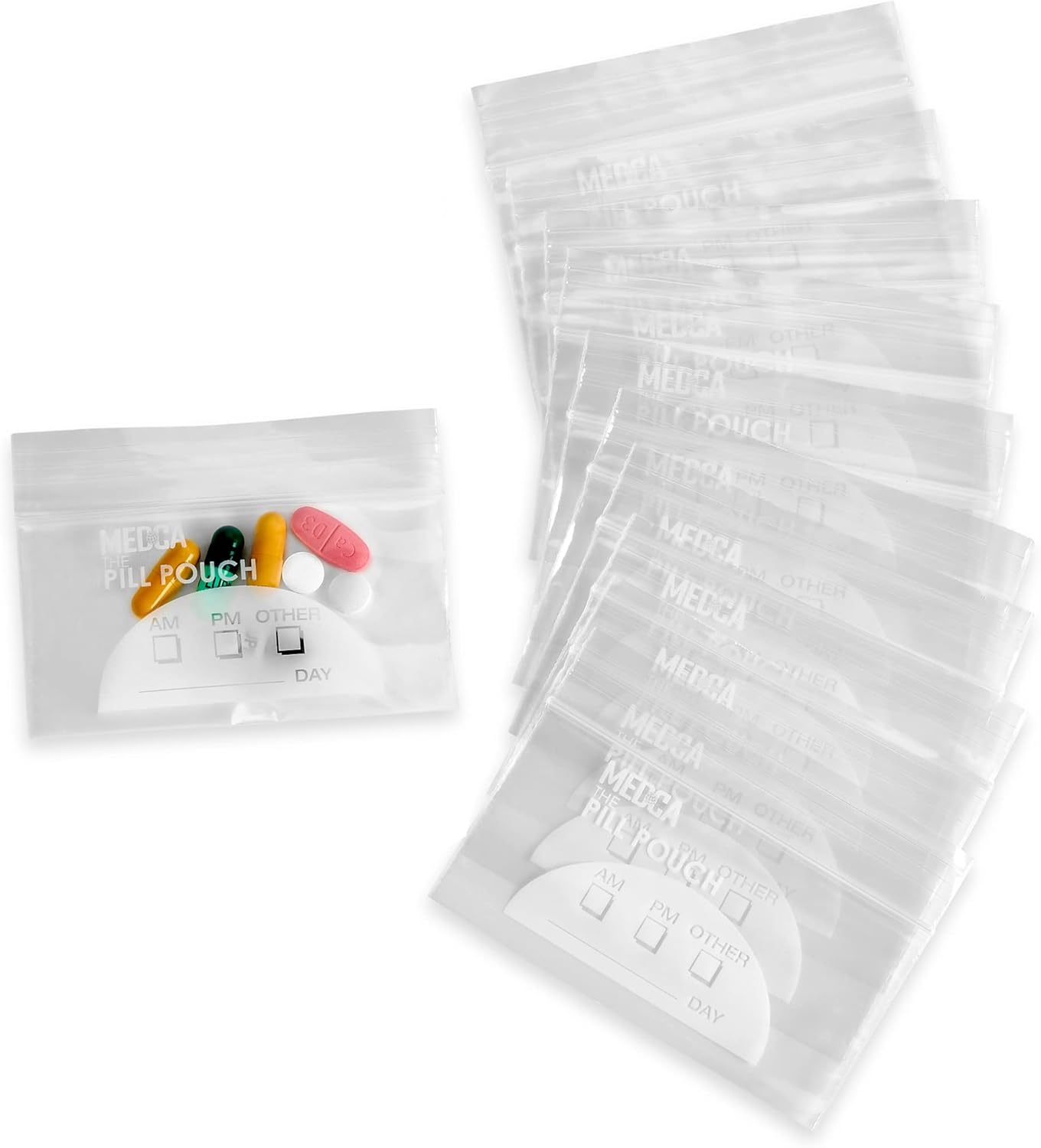 Pill Bag Pouch, Reusable Plastic Pill Organizer Bags, Size 4'' X 2.75" 3 Mil (Pack of 100) image number 2