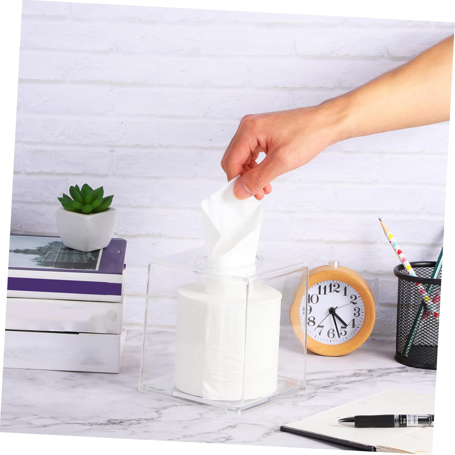 MAGICLULU Square Tissue Box Cover Flat Napkin Holder Car Bathroom Use Decor Easy to Maintain image number 5