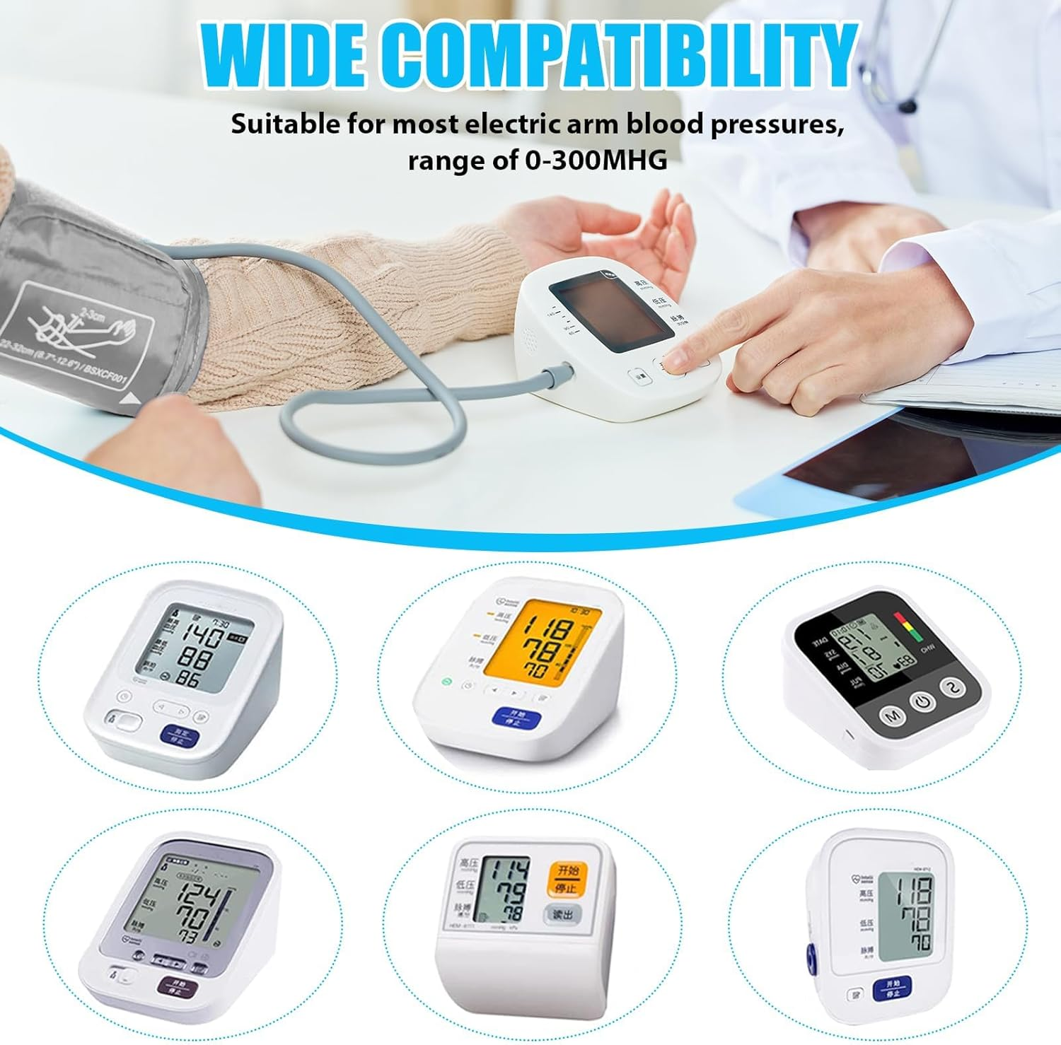 Extra Large Blood Pressure Cuff Compatible with Omron 22-52CM, Digital Upper Arm Blood Pressure Monitor, Blood Pressure Cuff with 4.6Mm Connectors, Replacement XL Cuff Compatible with Omron (Grey)