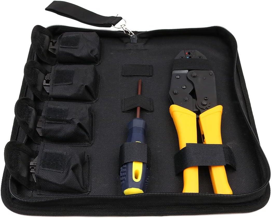 ZONADA Crimping Tool Kit Electrical Insulated Terminals Ferrules Ratchet Crimper Cable Wire Terminal Plier Screwdriver Set 5 Interchangeable Tips Dies from 0.5Mm to 35Mm&sup2; with Carry Bag image number 5