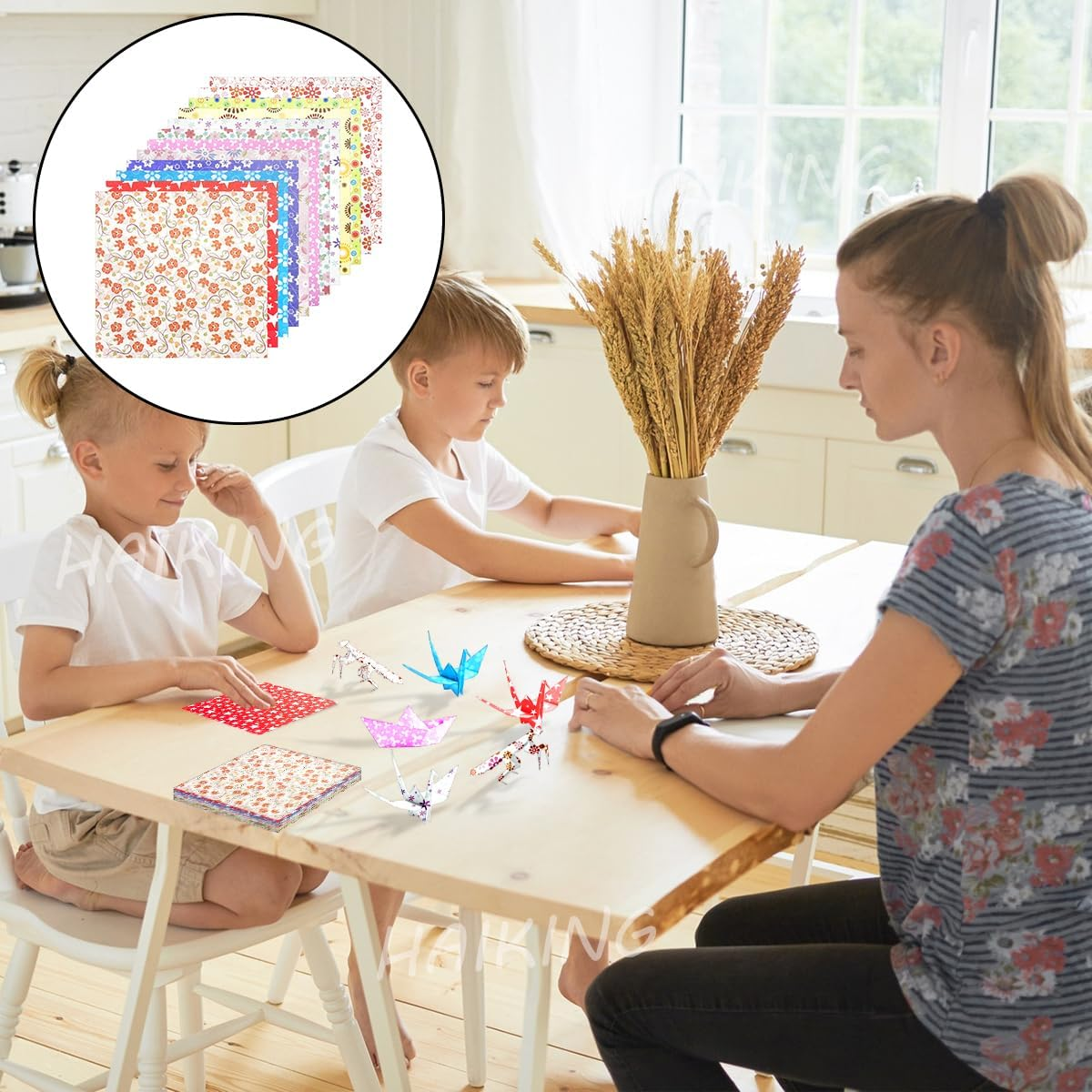 HAIKING Confetti Scrapbook Papers, 72 Sheets Star Floral Polka Dot Pattern Decorative Paper for Card Making, Scrapbook, Photo Album Decor (14.3Cm/5.62In) image number 3