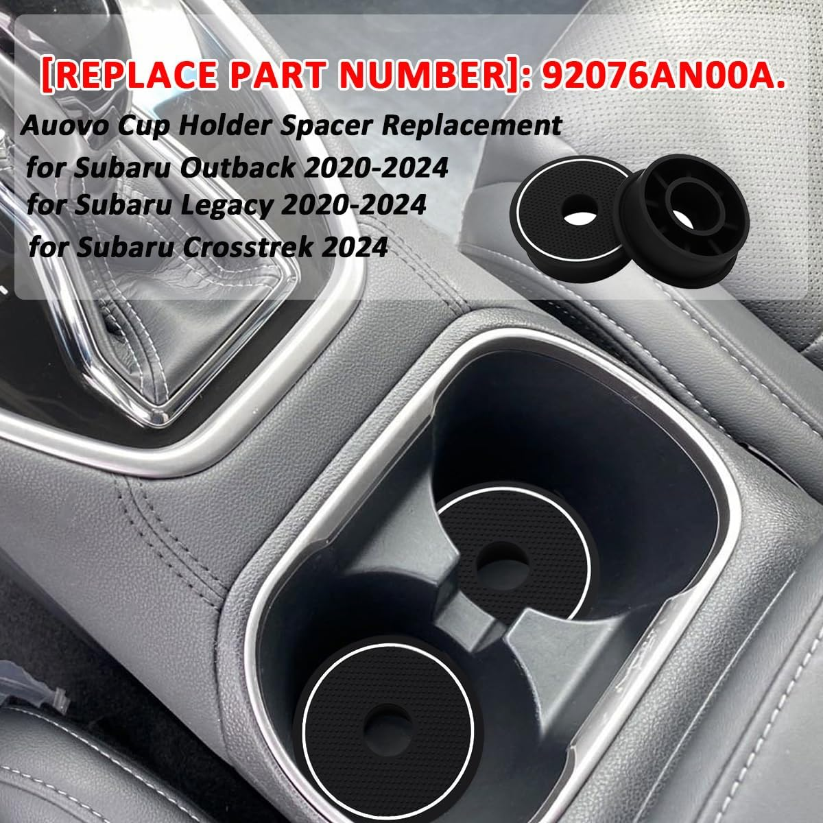 Auovo Cup Holder Spacer Replacement Compatible with Subaru Outback Legacy Accessories 2020-2024 Fit 2024 Crosstrek Silicone Cup Riser Cup Holder Lift Insert Spacers 92076AN00A (2Pcs, White Trim) - Orange image number 2